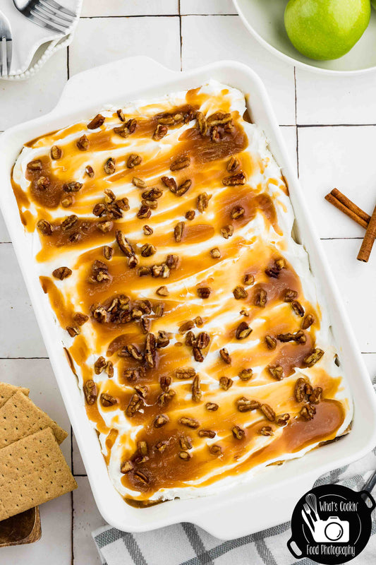 No Bake Caramel Apple Eclair Cake