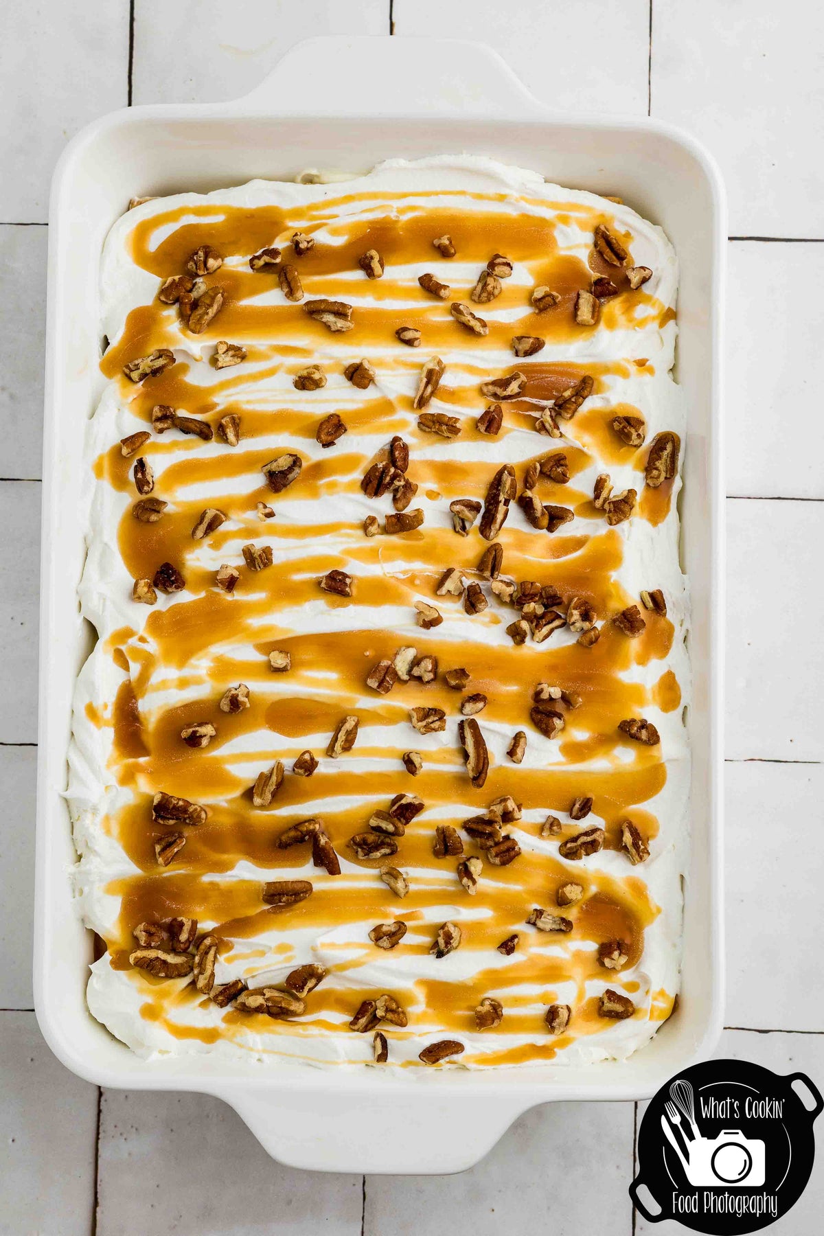 No Bake Caramel Apple Eclair Cake