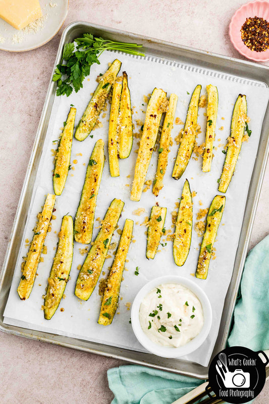 Sheet Pan Parmesan Zucchini with Hot Honey
