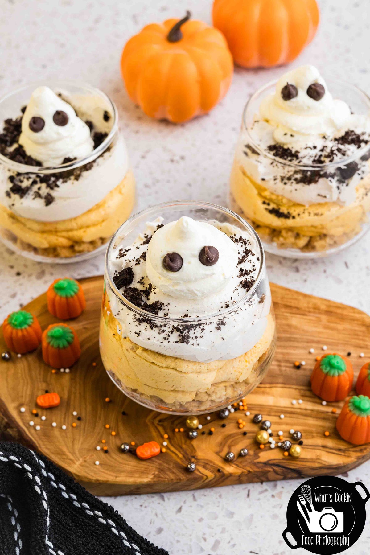No Bake Pumpkin Ghost Cheesecake Cups