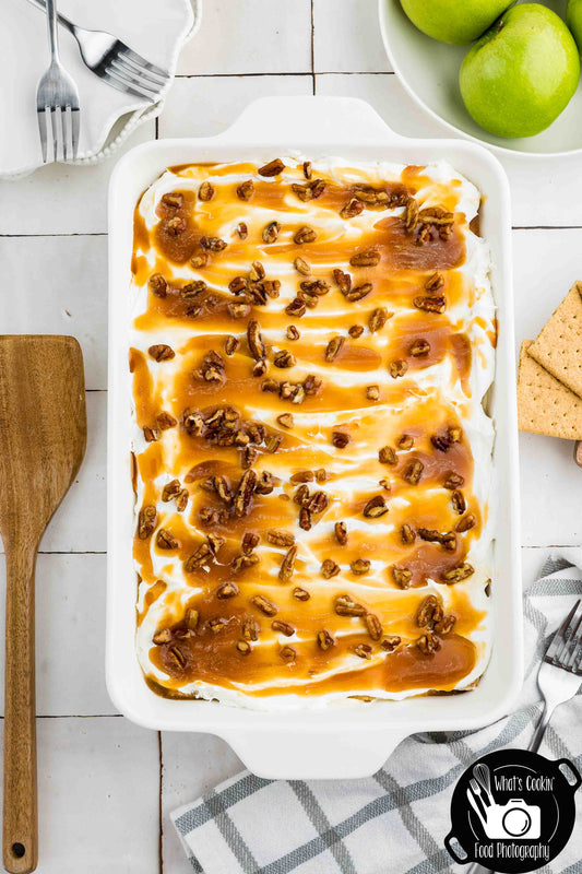 No Bake Caramel Apple Eclair Cake