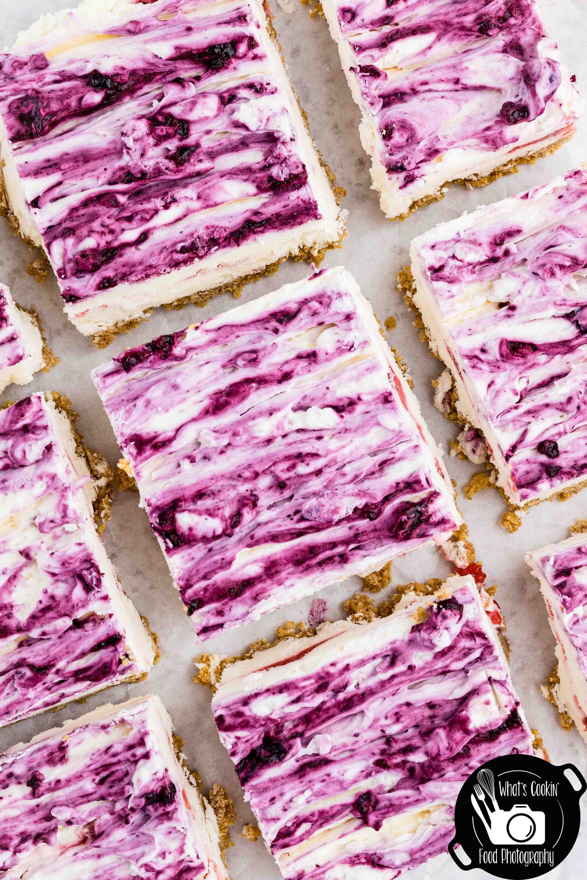 Blueberry and Strawberry Cheesecake Bars (No Bake)