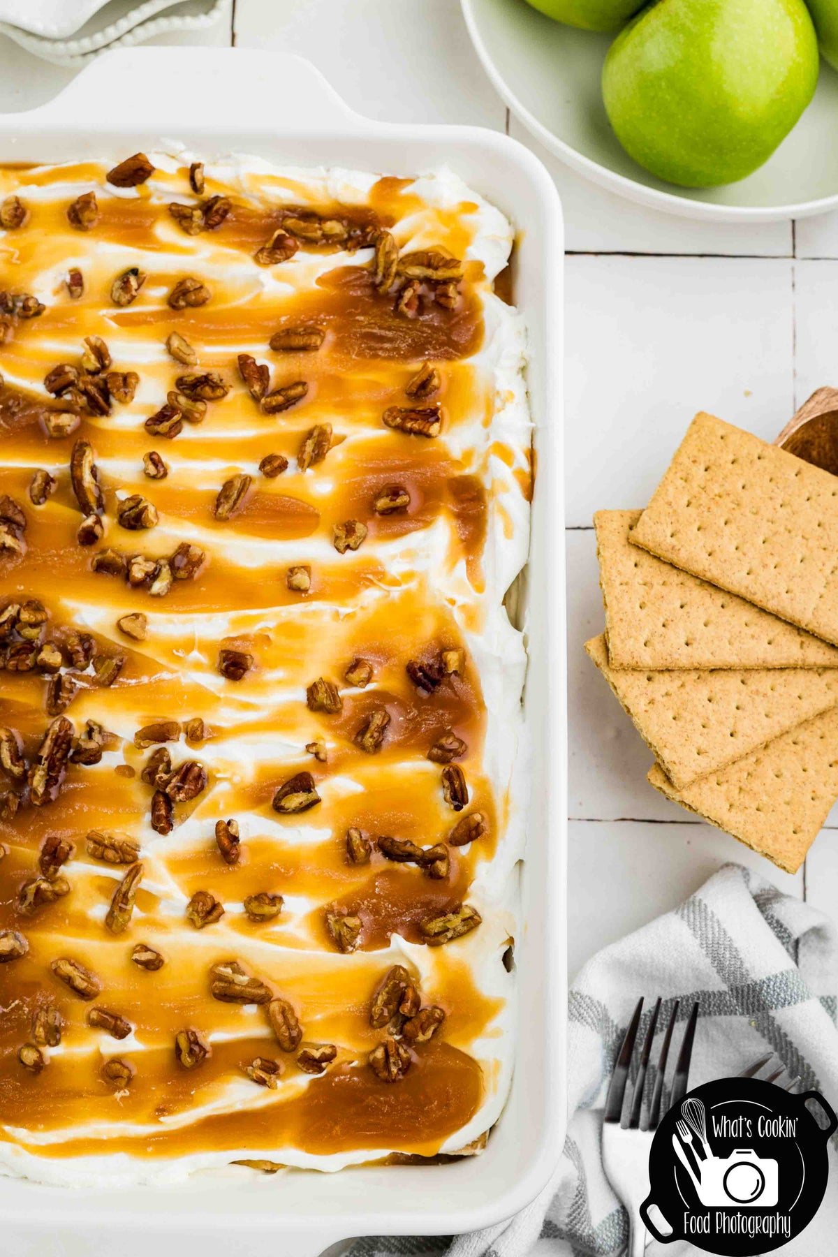 No Bake Caramel Apple Eclair Cake