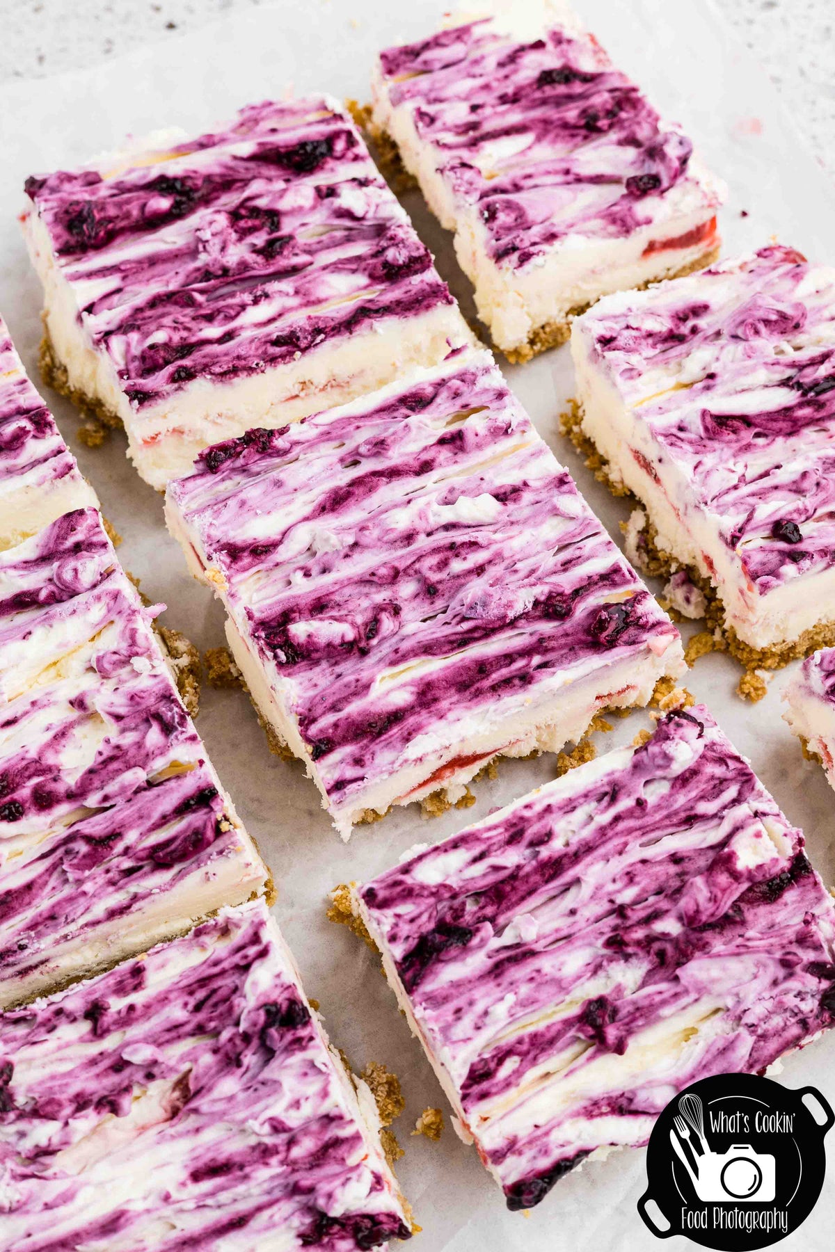 Blueberry and Strawberry Cheesecake Bars (No Bake)