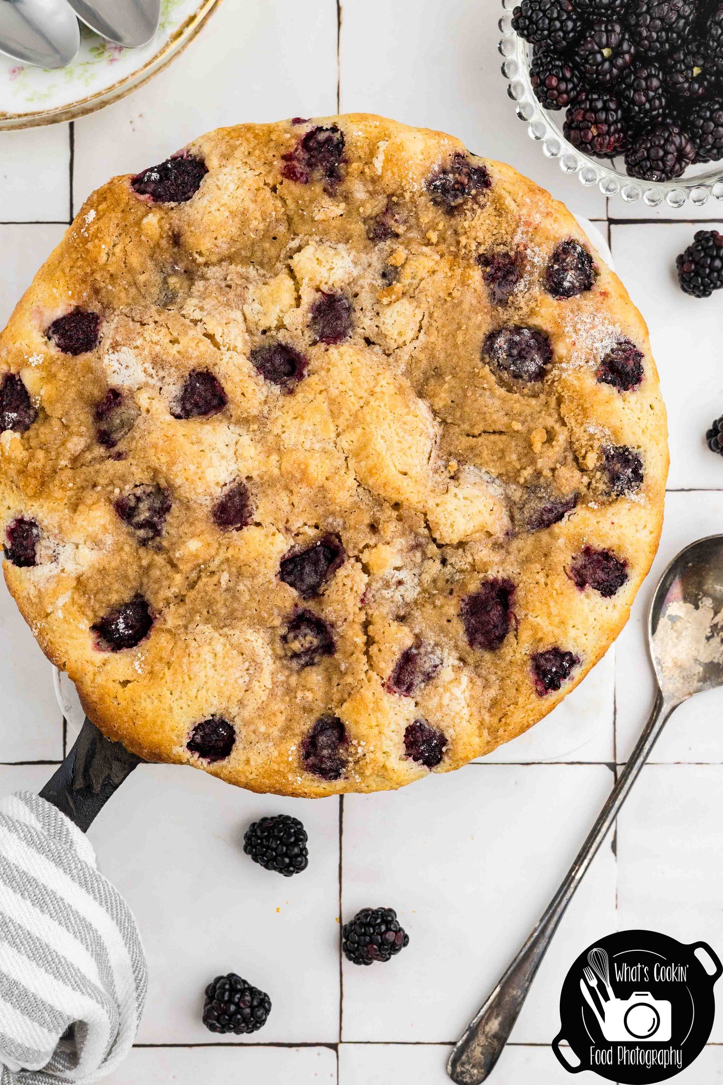 Brown Butter Blackberry Cream Skillet Cake