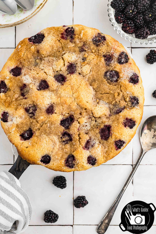 Brown Butter Blackberry Cream Skillet Cake