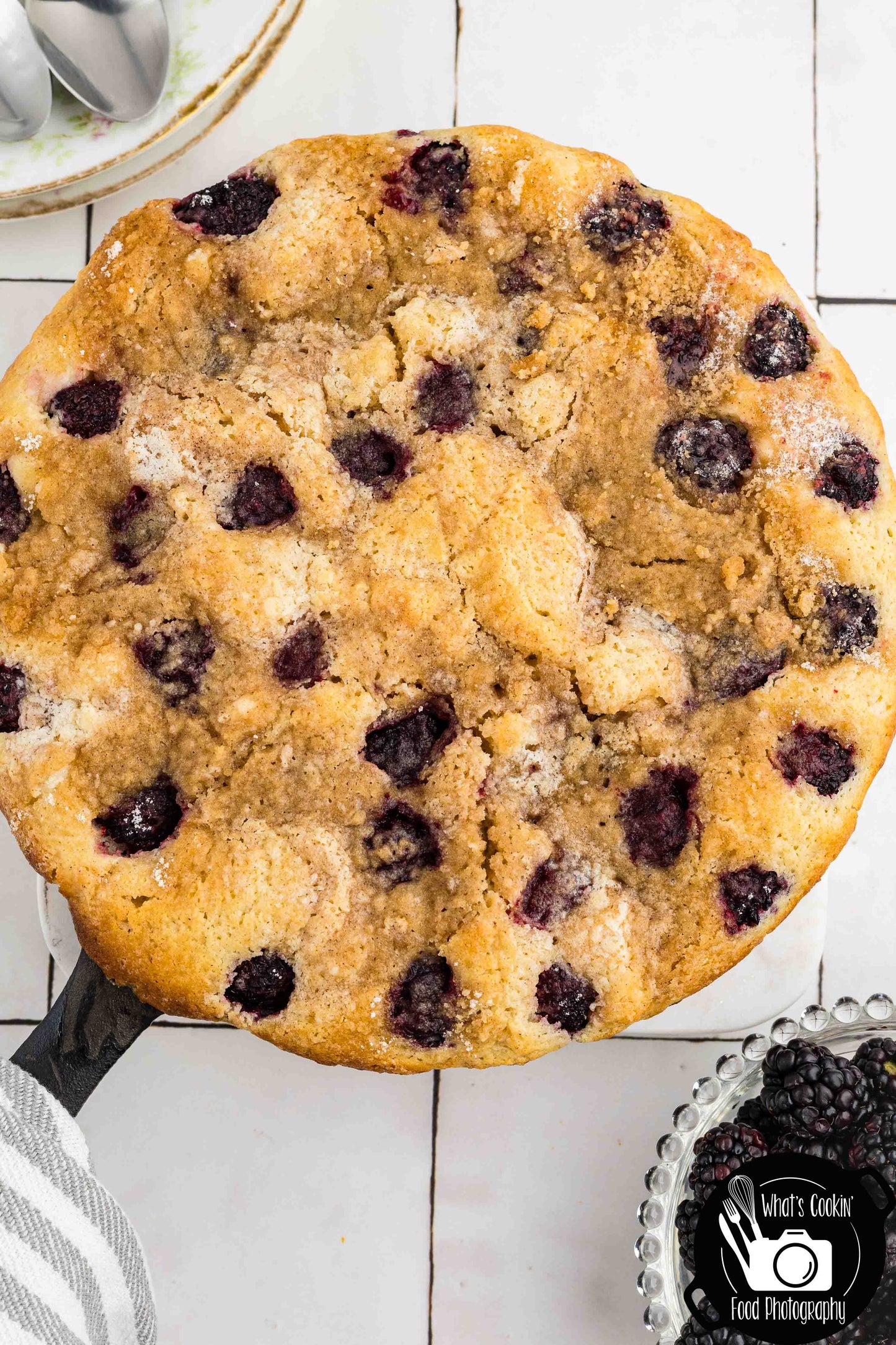 Brown Butter Blackberry Cream Skillet Cake