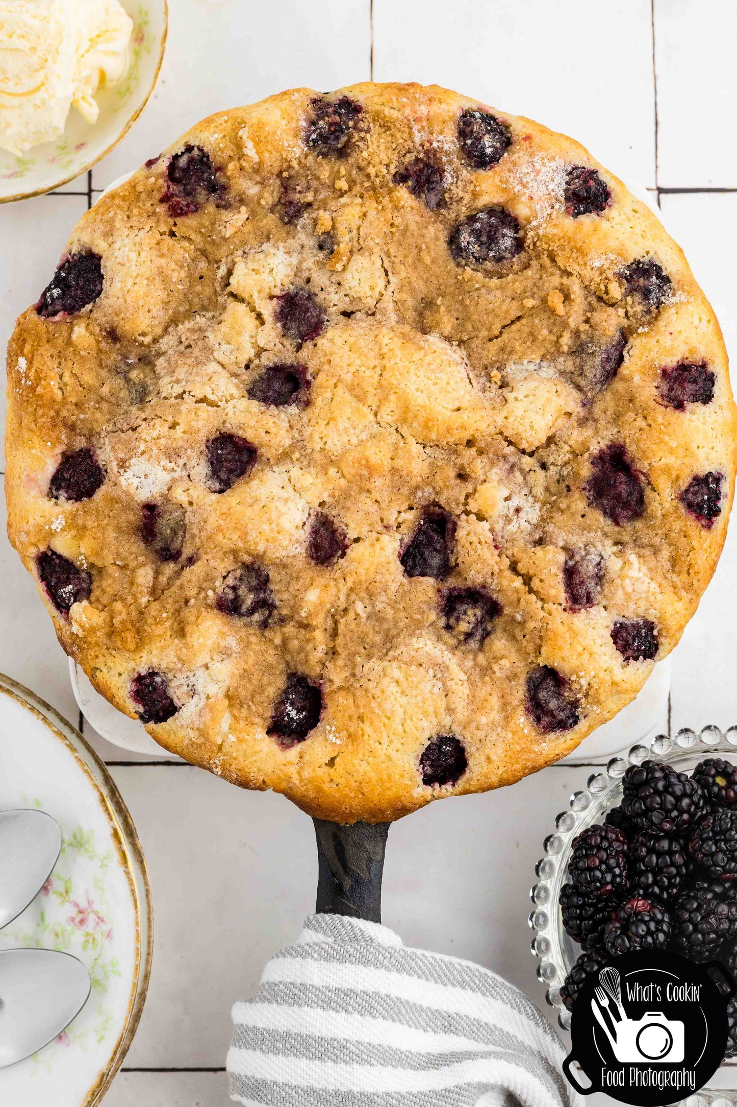 Brown Butter Blackberry Cream Skillet Cake