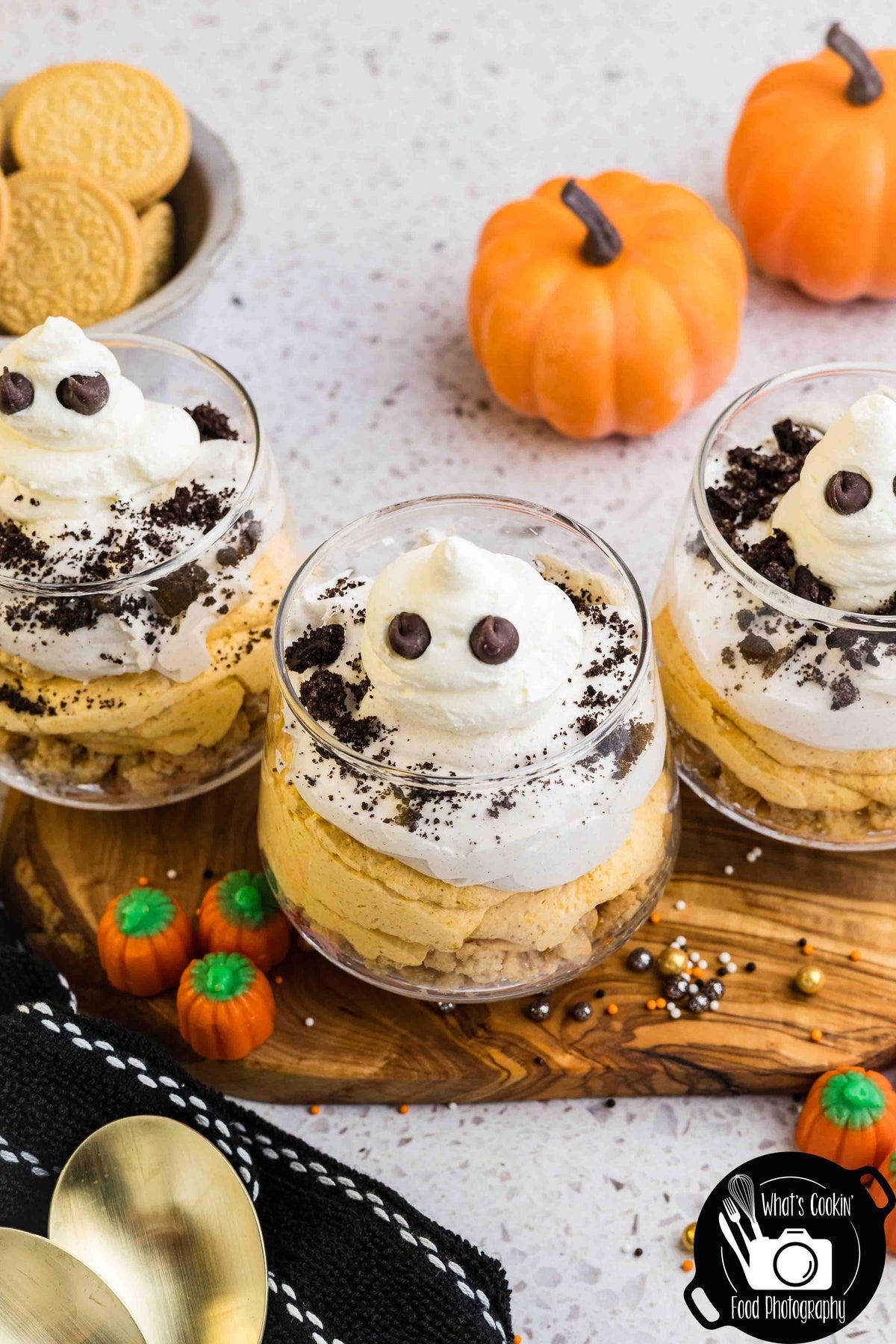 No Bake Pumpkin Ghost Cheesecake Cups