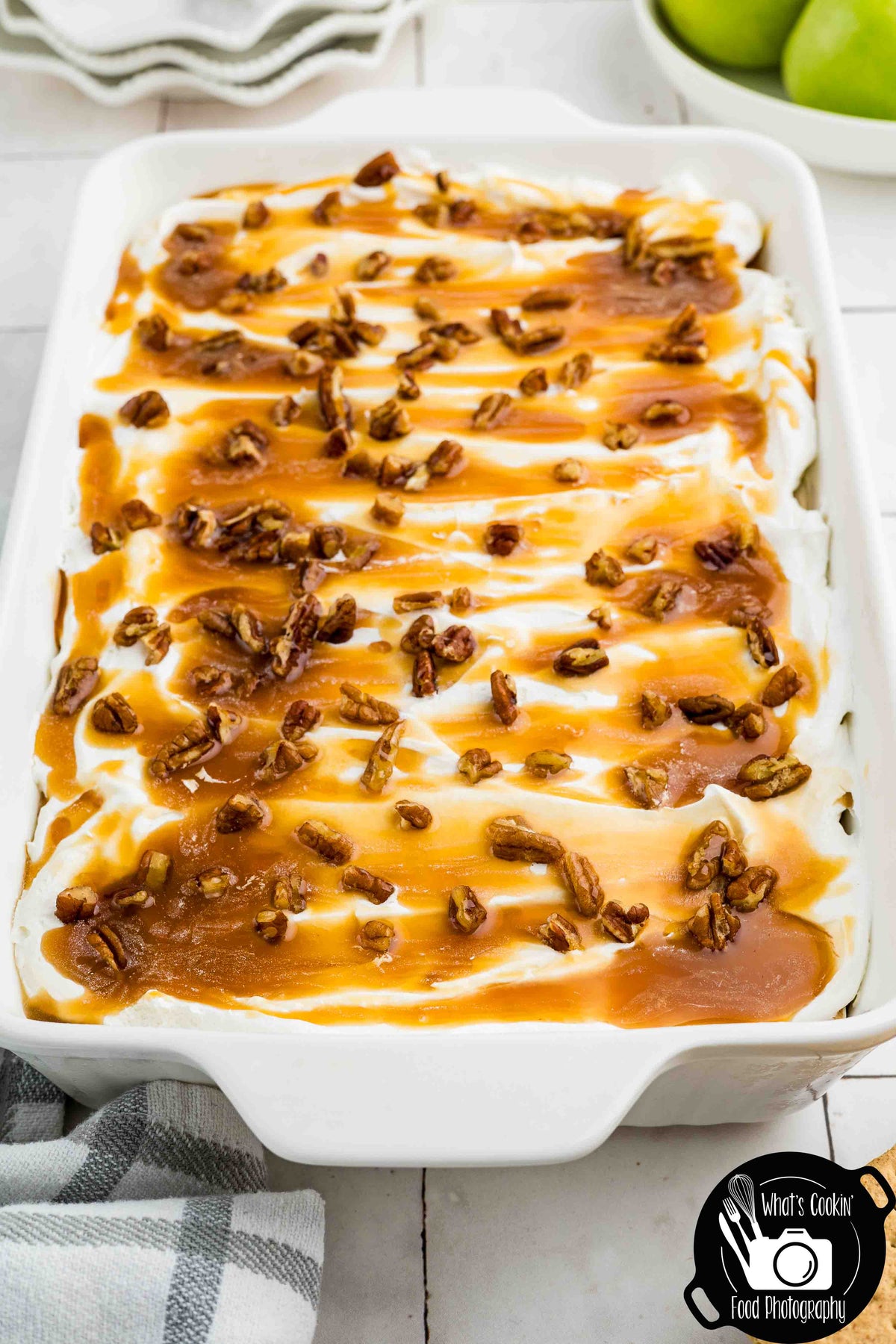 No Bake Caramel Apple Eclair Cake