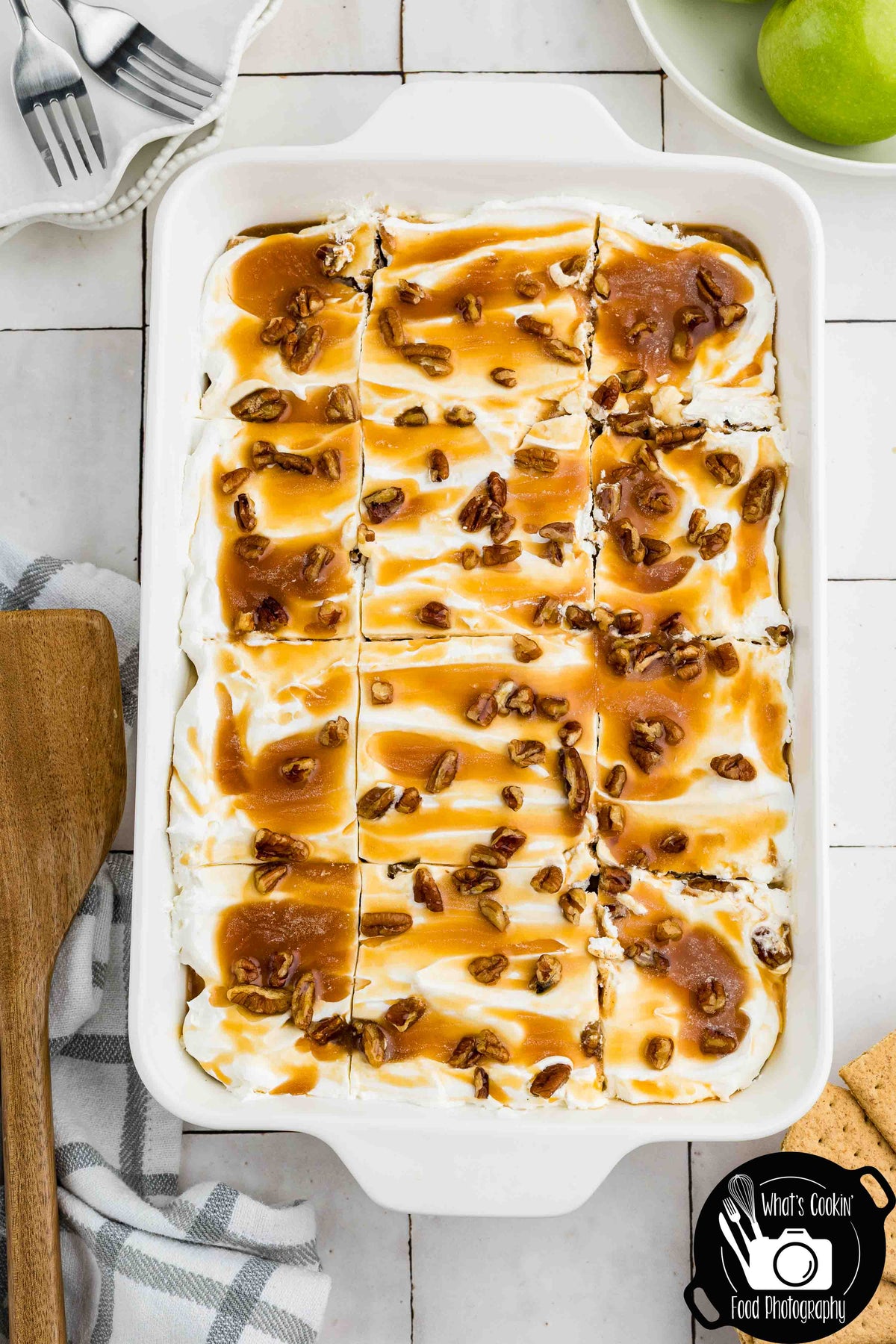 No Bake Caramel Apple Eclair Cake