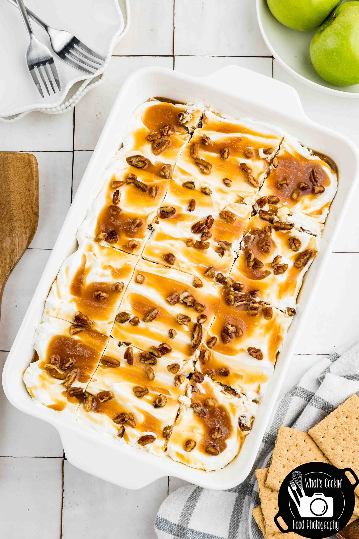 No Bake Caramel Apple Eclair Cake