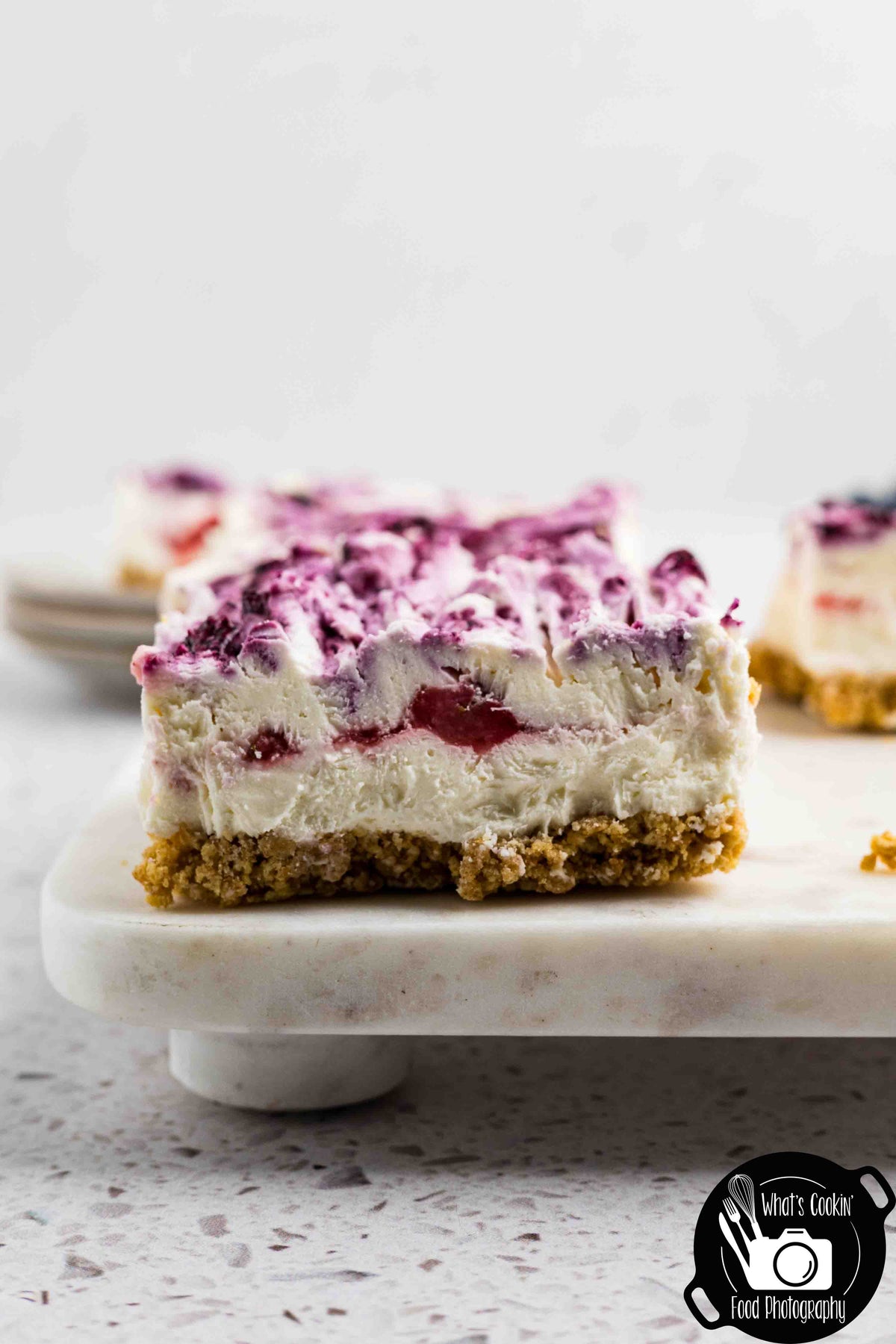 Blueberry and Strawberry Cheesecake Bars (No Bake)