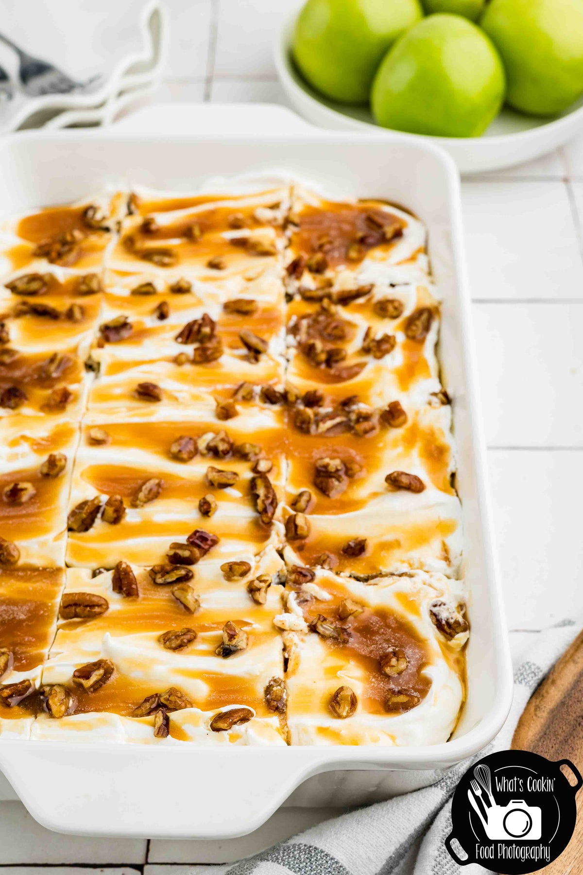 No Bake Caramel Apple Eclair Cake