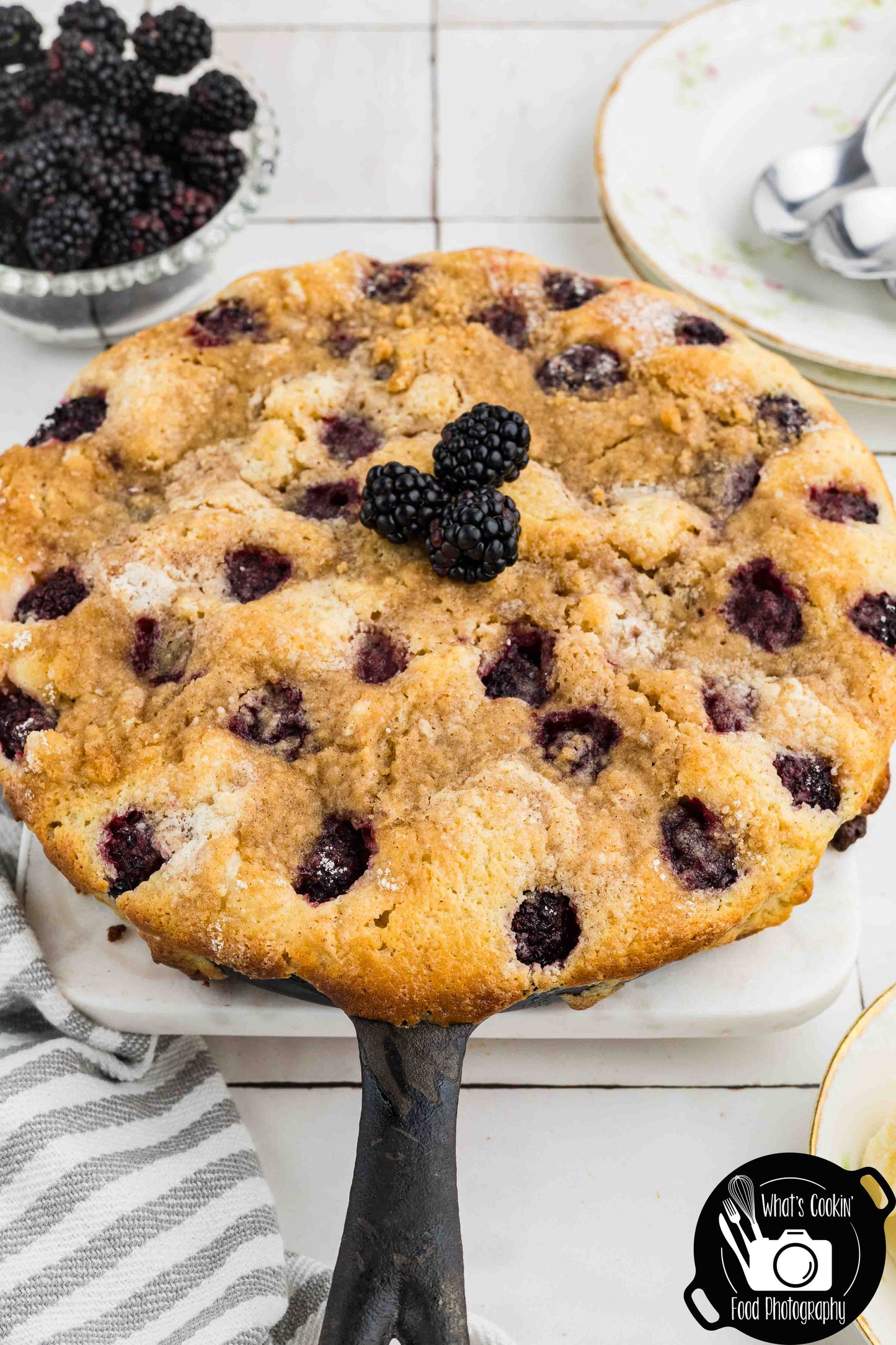 Brown Butter Blackberry Cream Skillet Cake