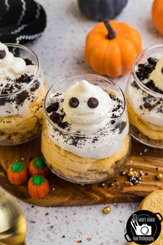No Bake Pumpkin Ghost Cheesecake Cups