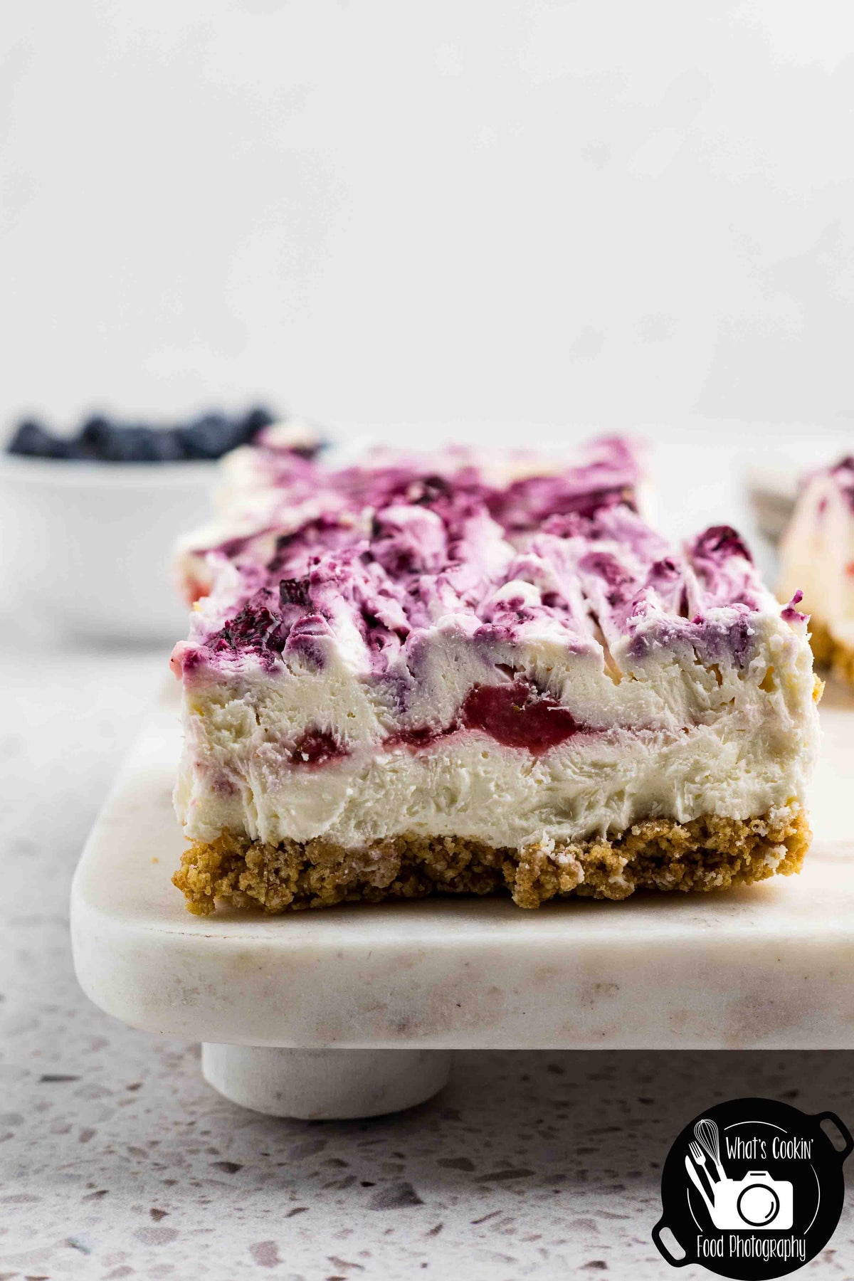 Blueberry and Strawberry Cheesecake Bars (No Bake)