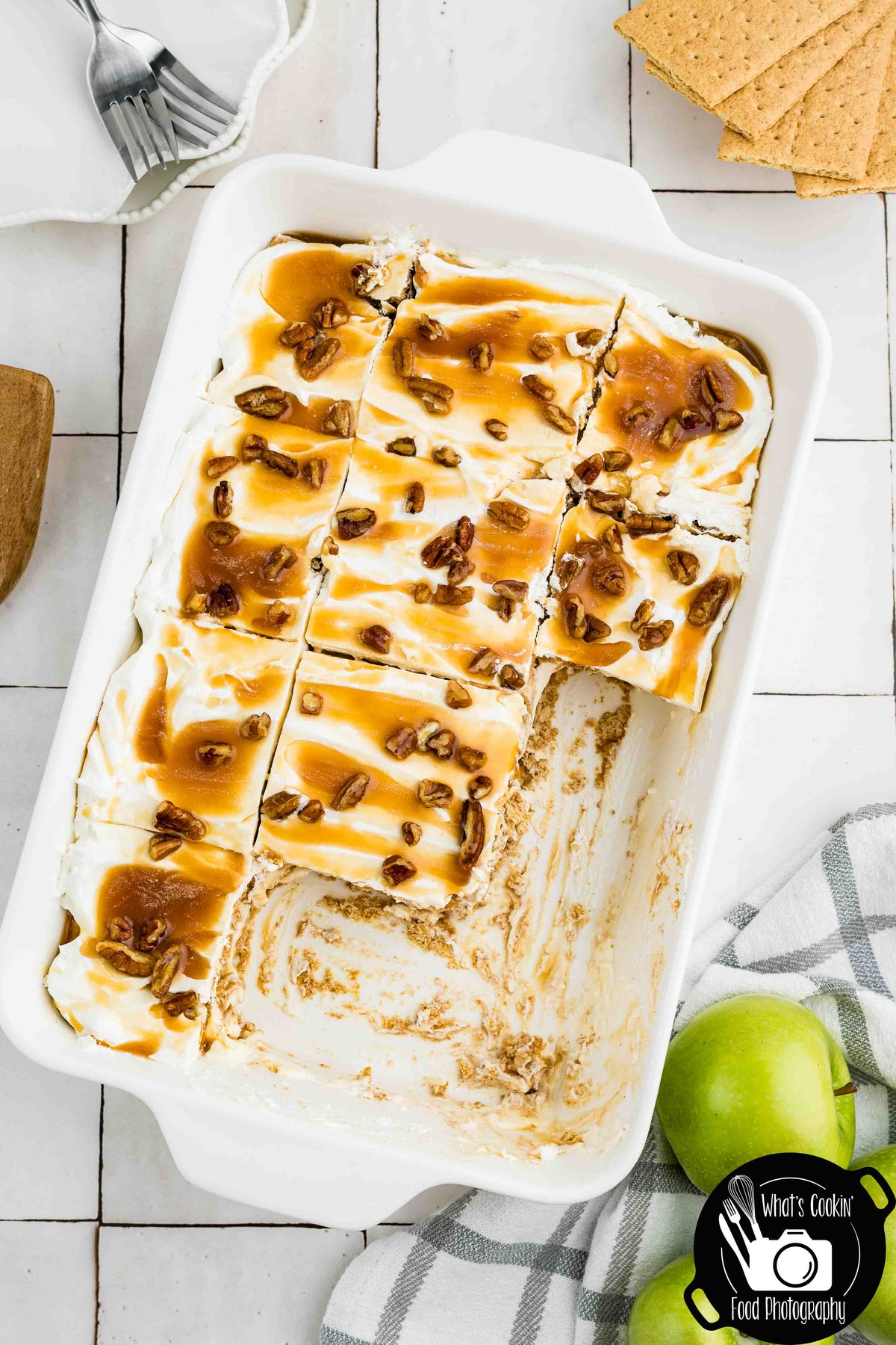 No Bake Caramel Apple Eclair Cake