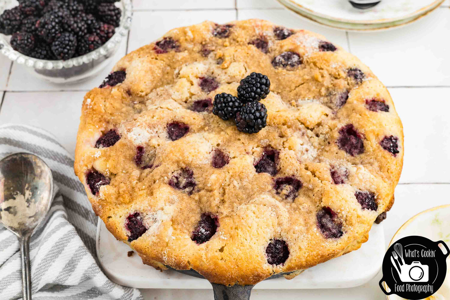 Brown Butter Blackberry Cream Skillet Cake