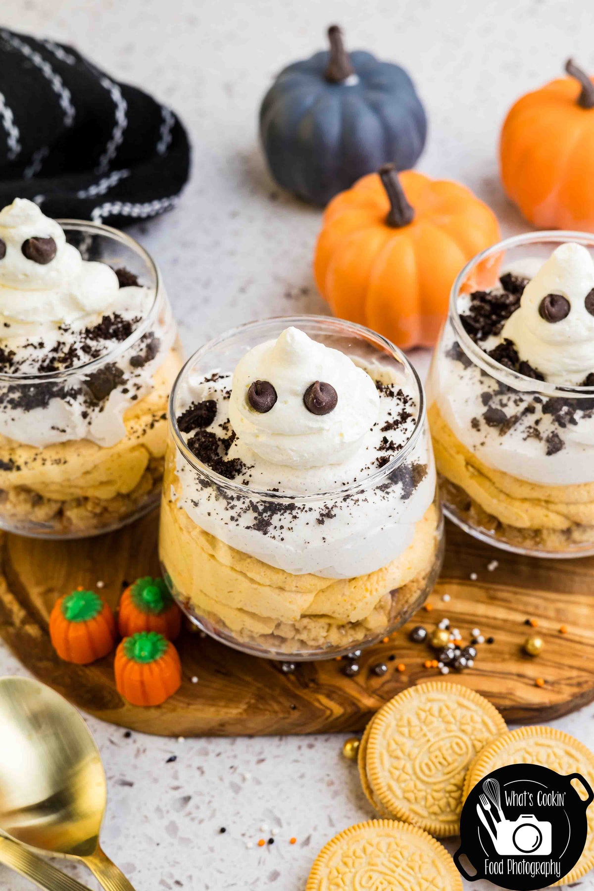 No Bake Pumpkin Ghost Cheesecake Cups