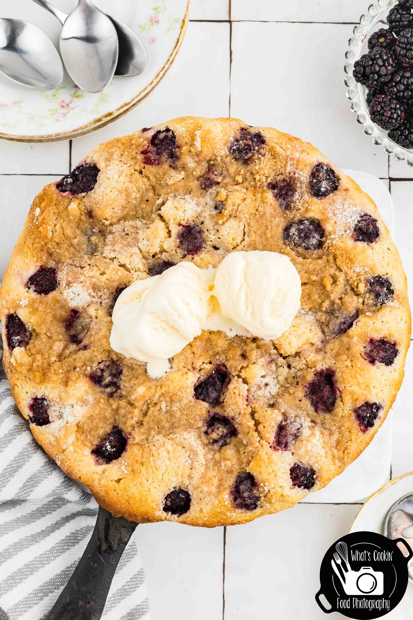 Brown Butter Blackberry Cream Skillet Cake