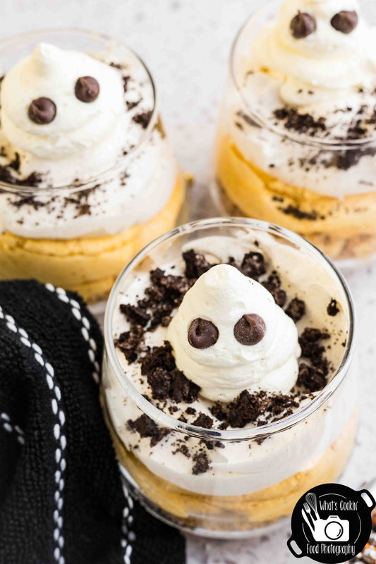 No Bake Pumpkin Ghost Cheesecake Cups