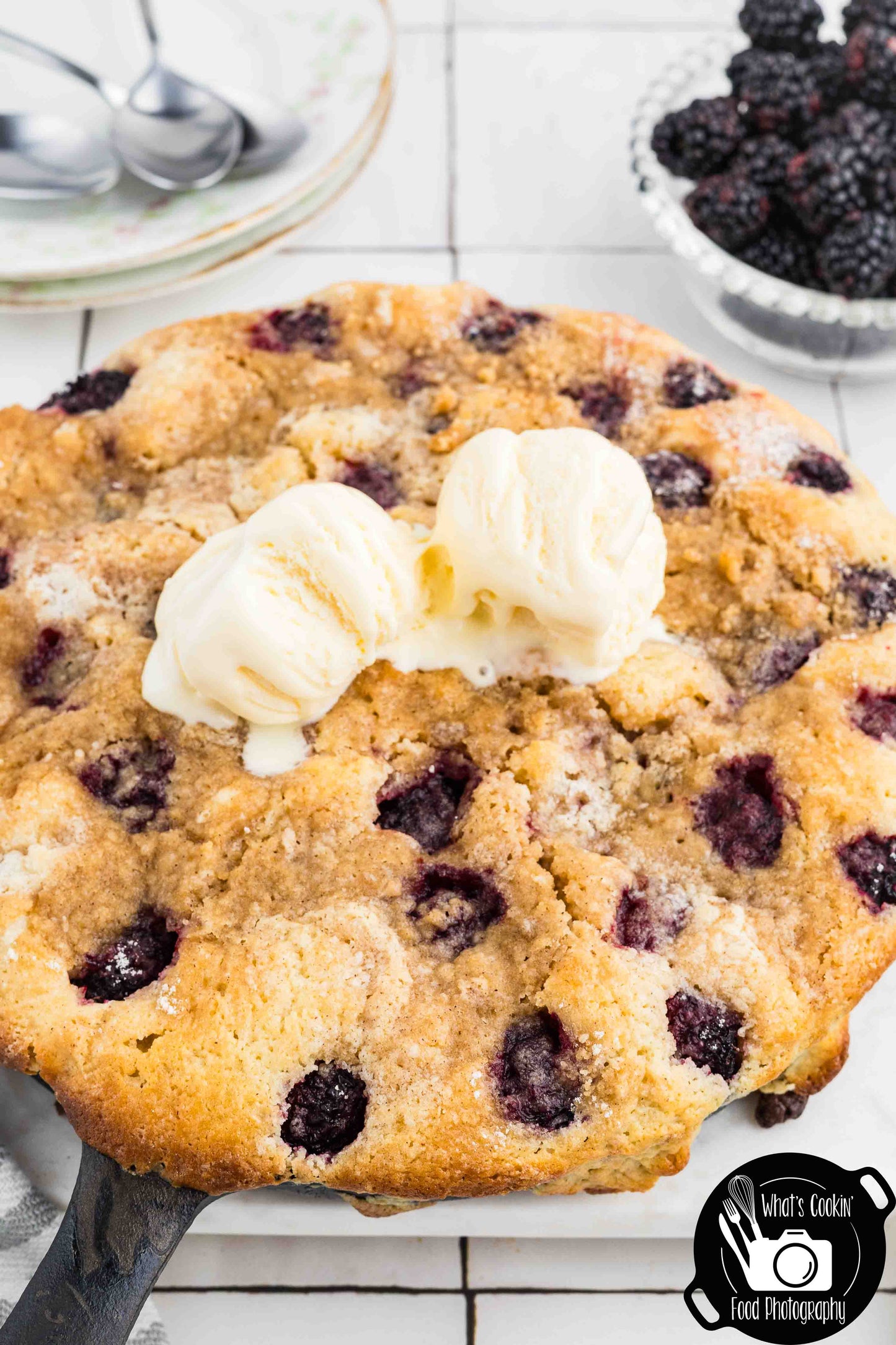 Brown Butter Blackberry Cream Skillet Cake