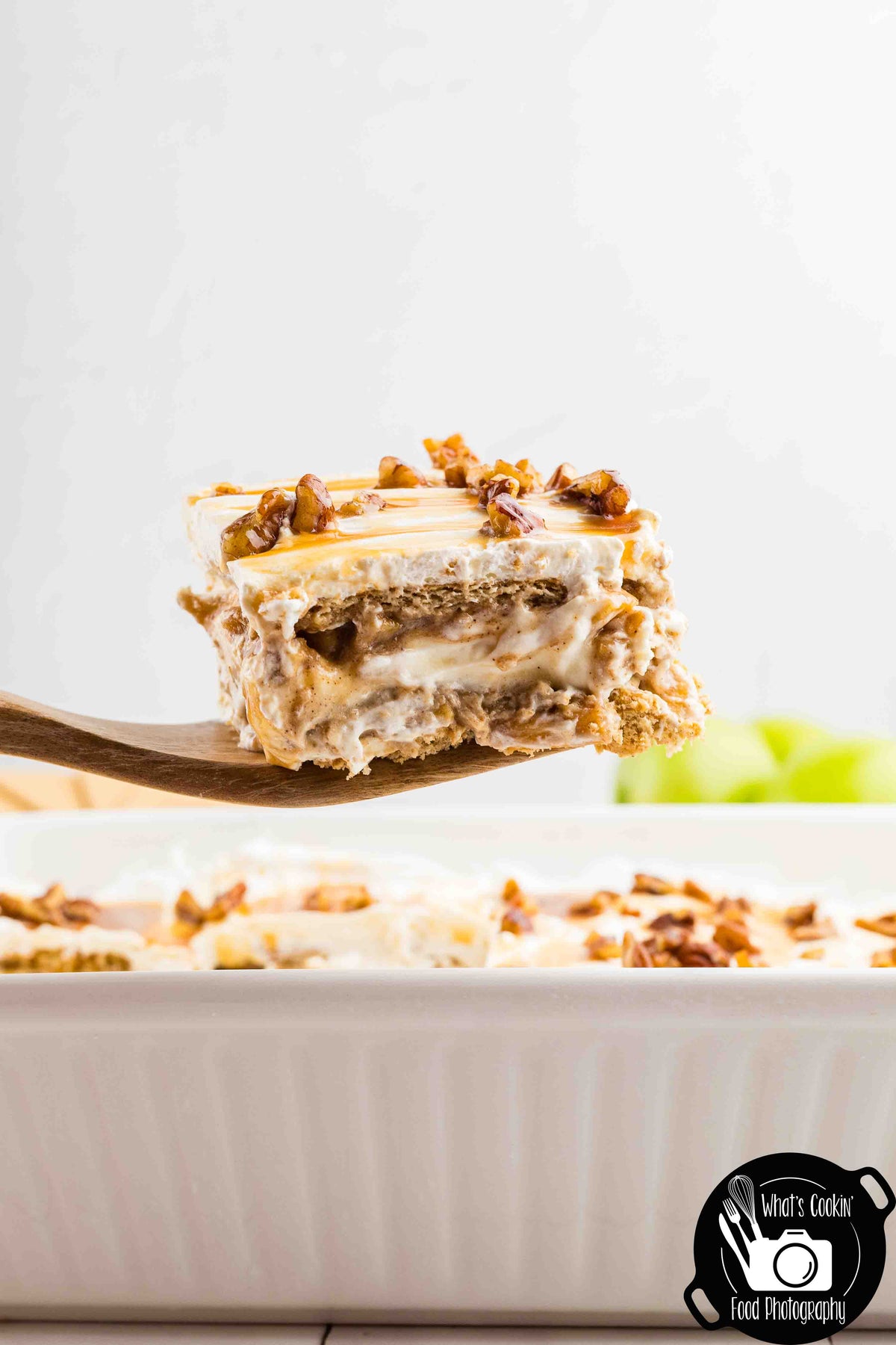 No Bake Caramel Apple Eclair Cake