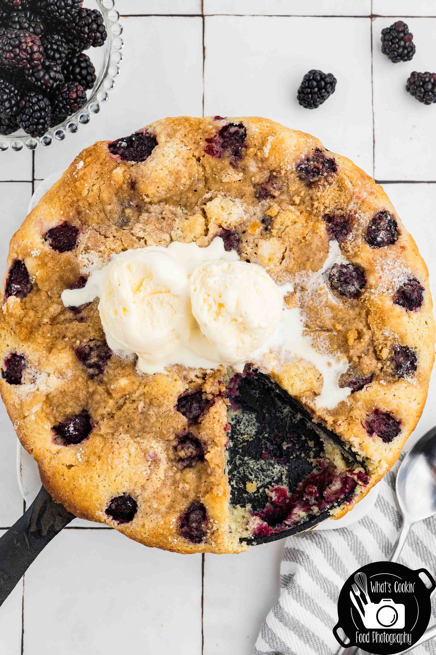 Brown Butter Blackberry Cream Skillet Cake