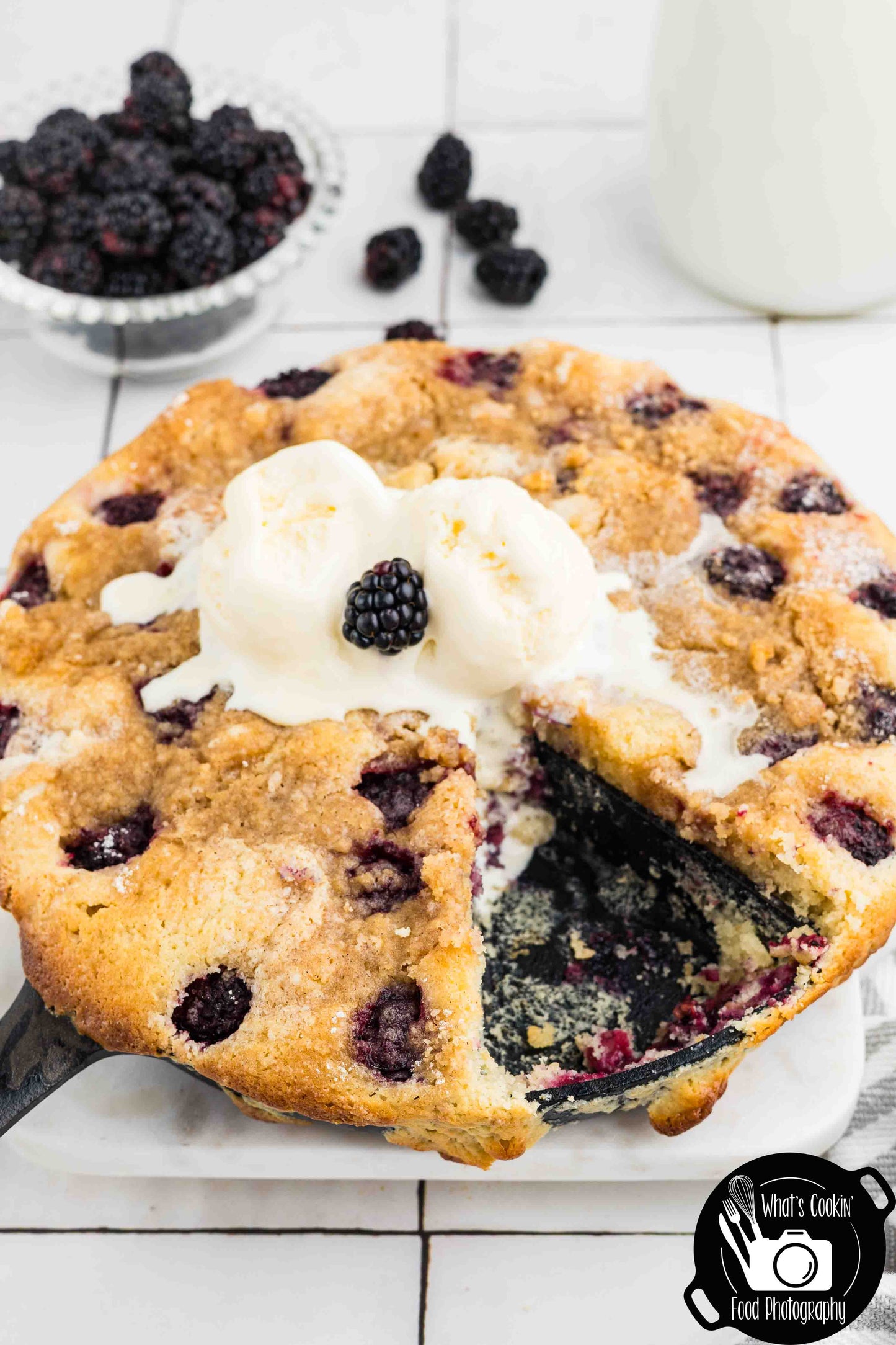 Brown Butter Blackberry Cream Skillet Cake