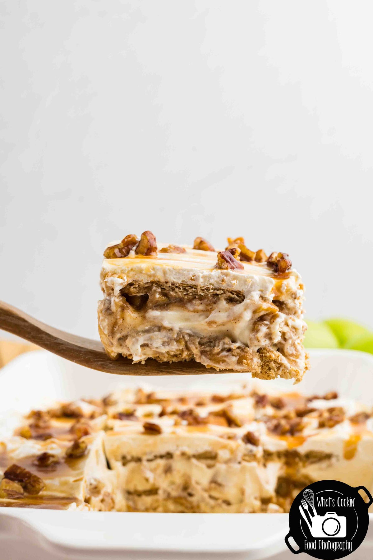 No Bake Caramel Apple Eclair Cake
