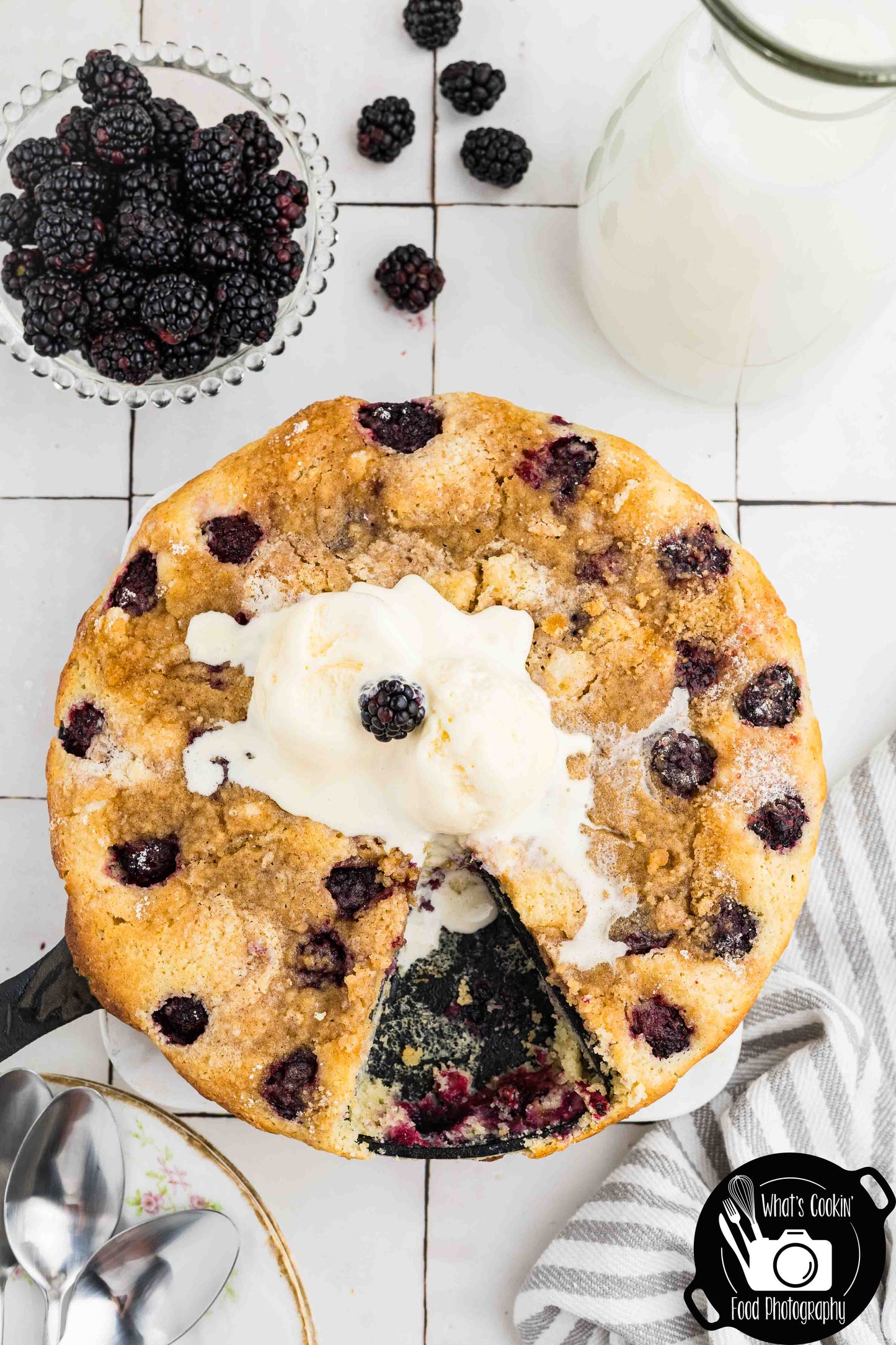 Brown Butter Blackberry Cream Skillet Cake