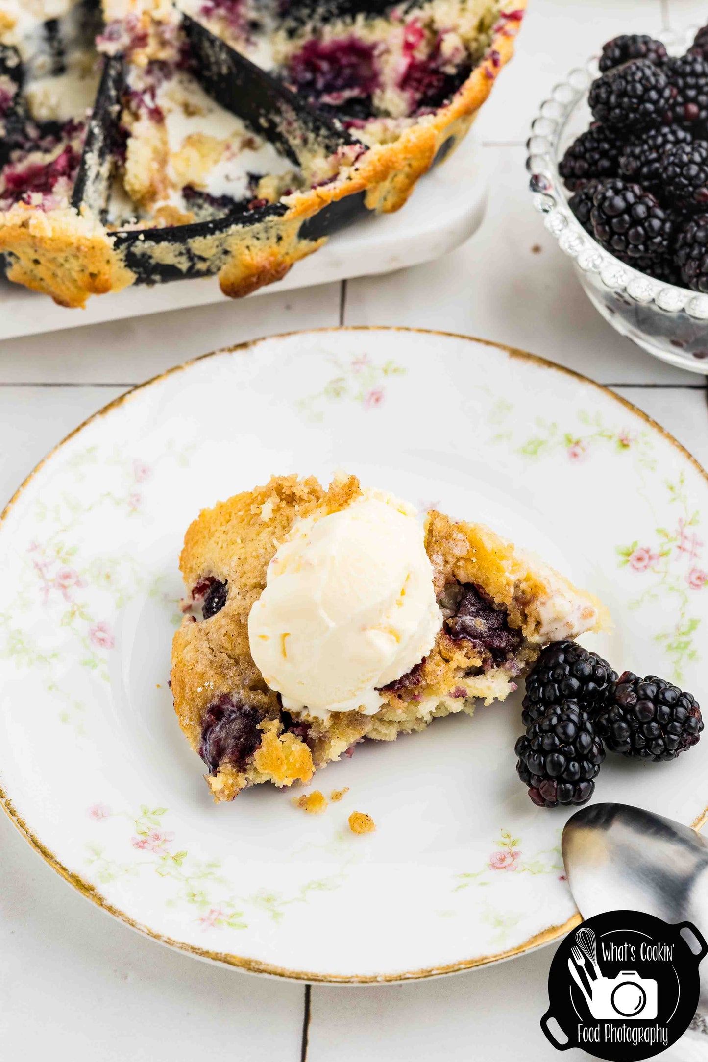 Brown Butter Blackberry Cream Skillet Cake