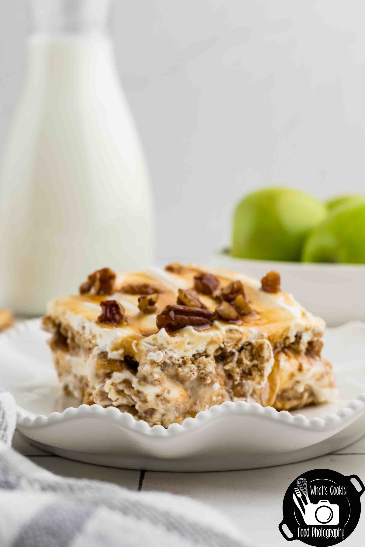 No Bake Caramel Apple Eclair Cake