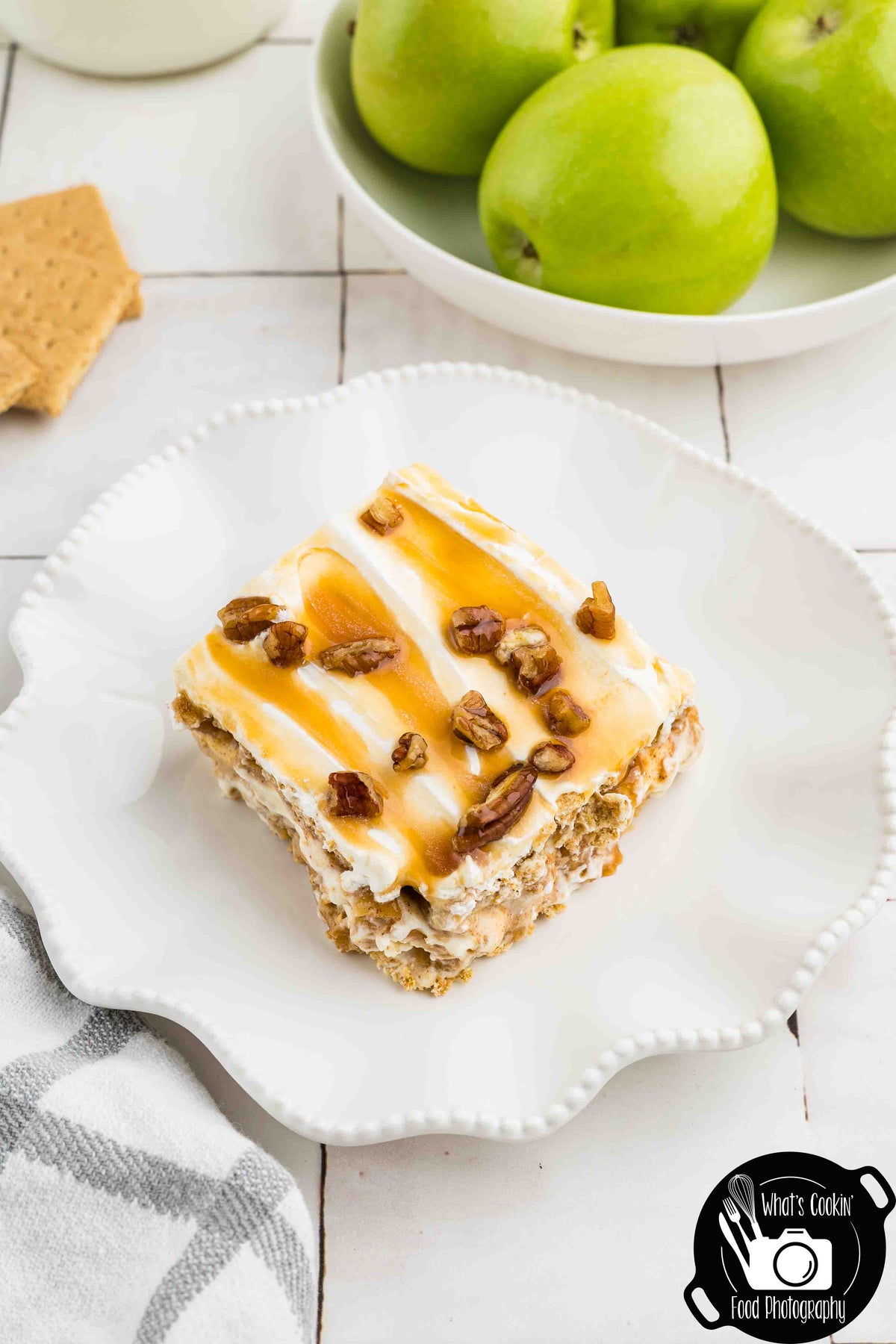 No Bake Caramel Apple Eclair Cake