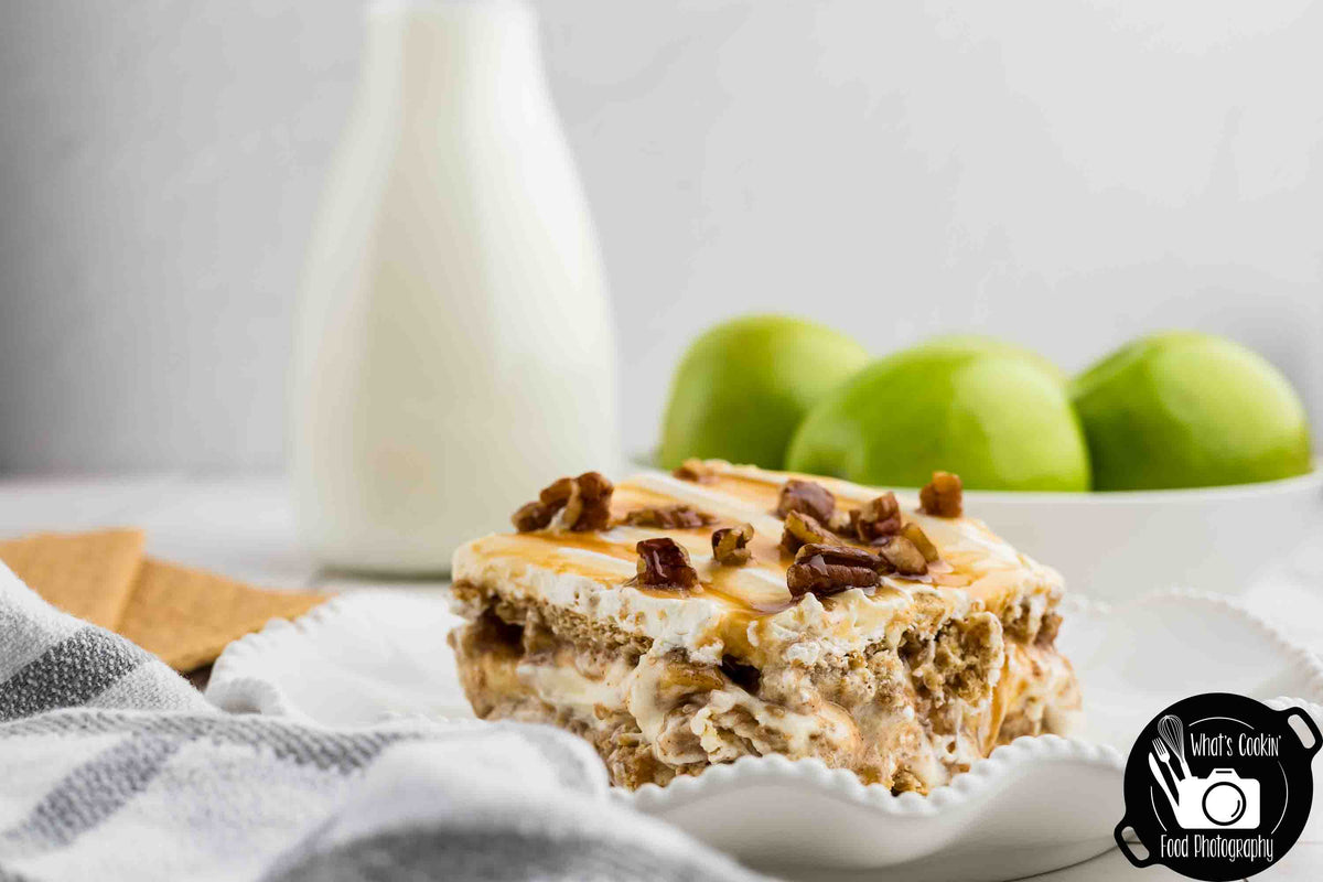 No Bake Caramel Apple Eclair Cake