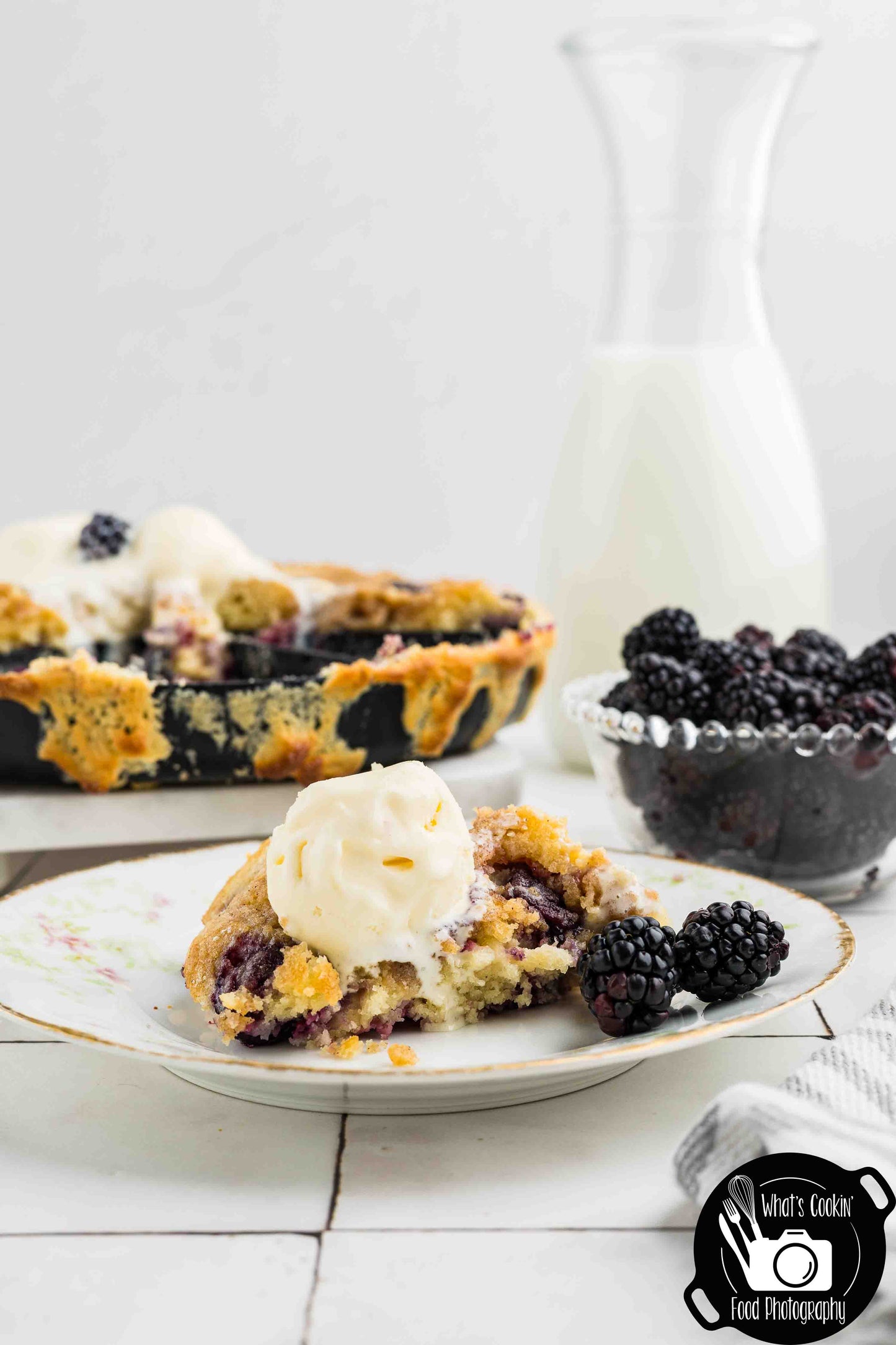 Brown Butter Blackberry Cream Skillet Cake