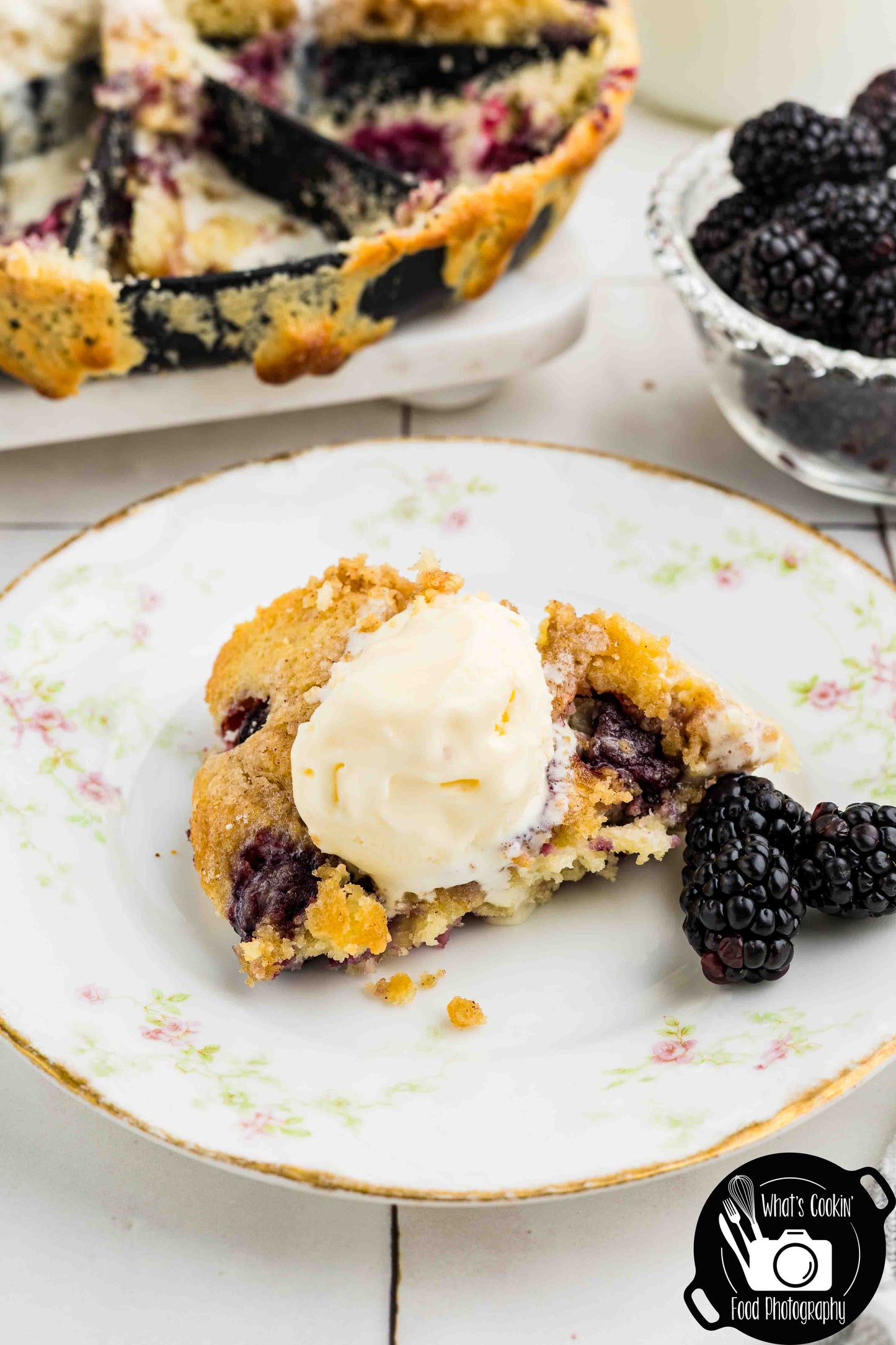 Brown Butter Blackberry Cream Skillet Cake
