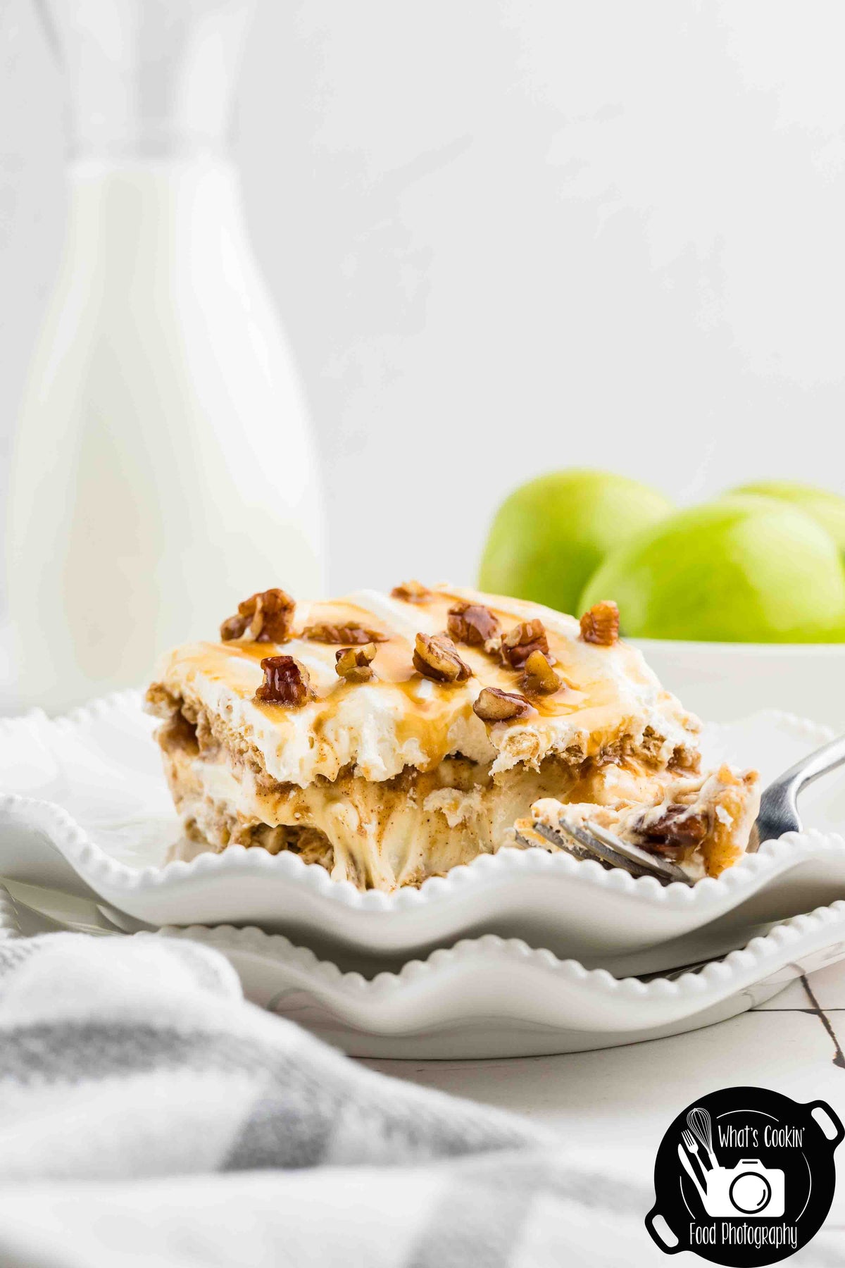 No Bake Caramel Apple Eclair Cake