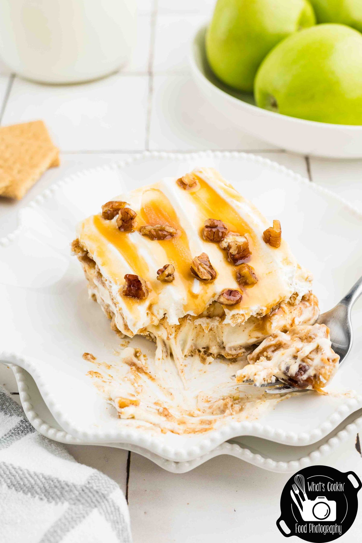 No Bake Caramel Apple Eclair Cake