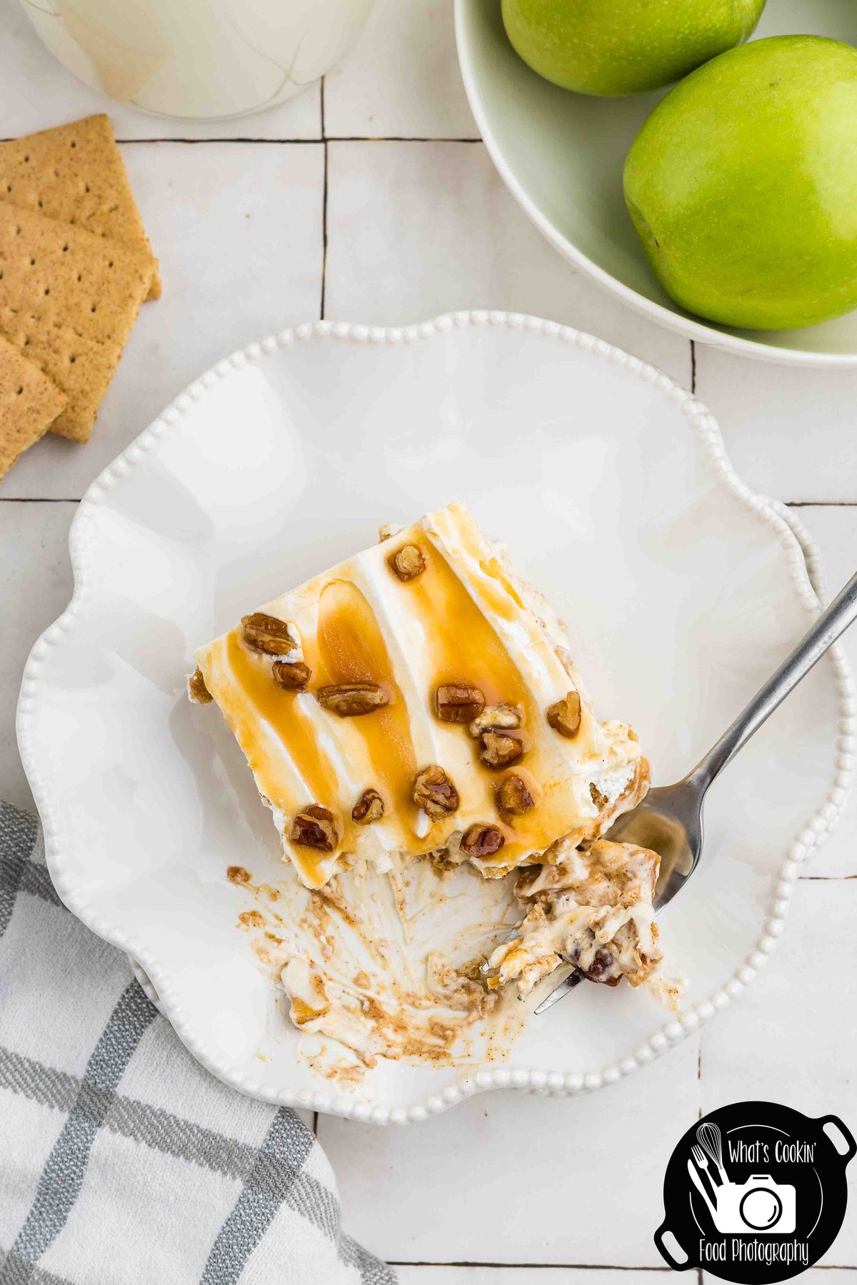 No Bake Caramel Apple Eclair Cake