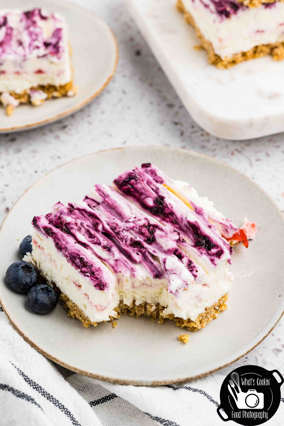 Blueberry and Strawberry Cheesecake Bars (No Bake)