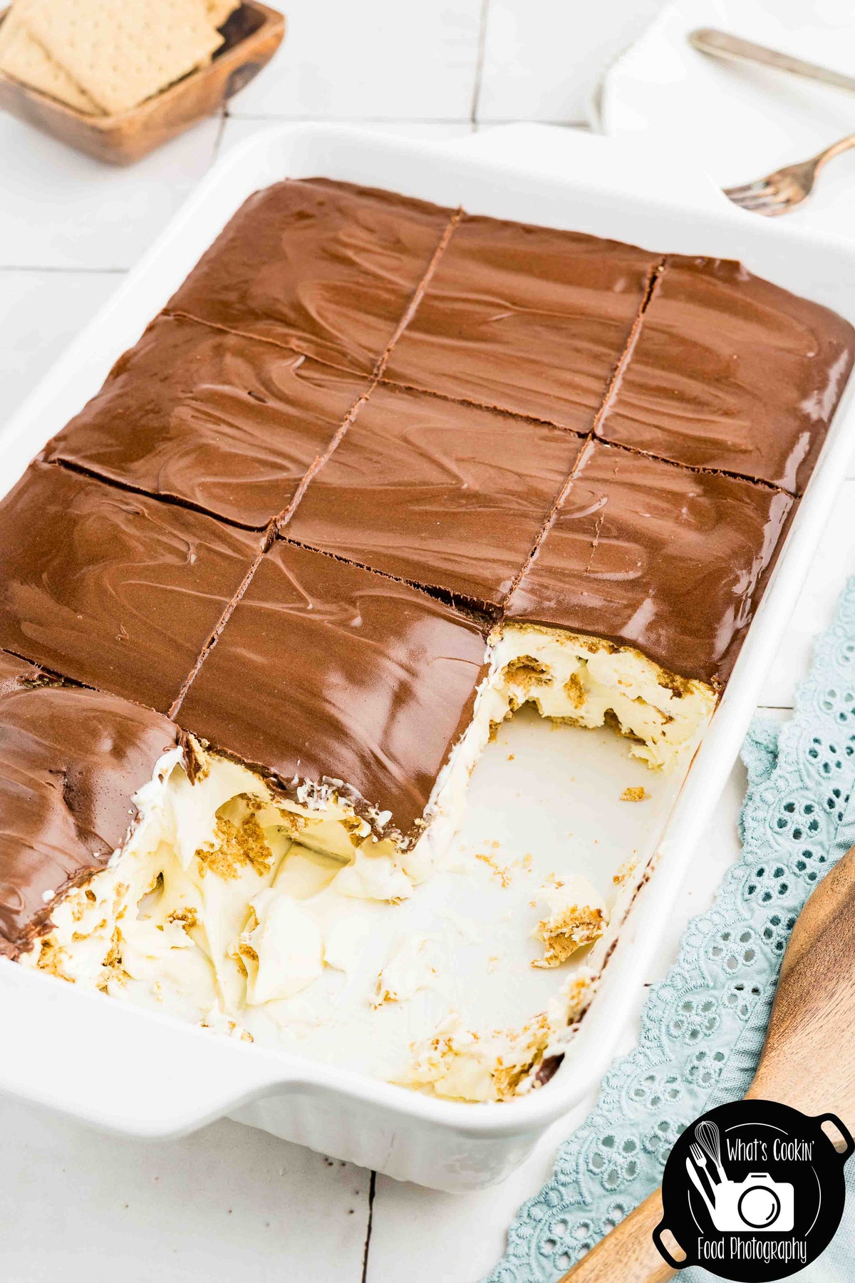 No Bake Chocolate Eclair Cake