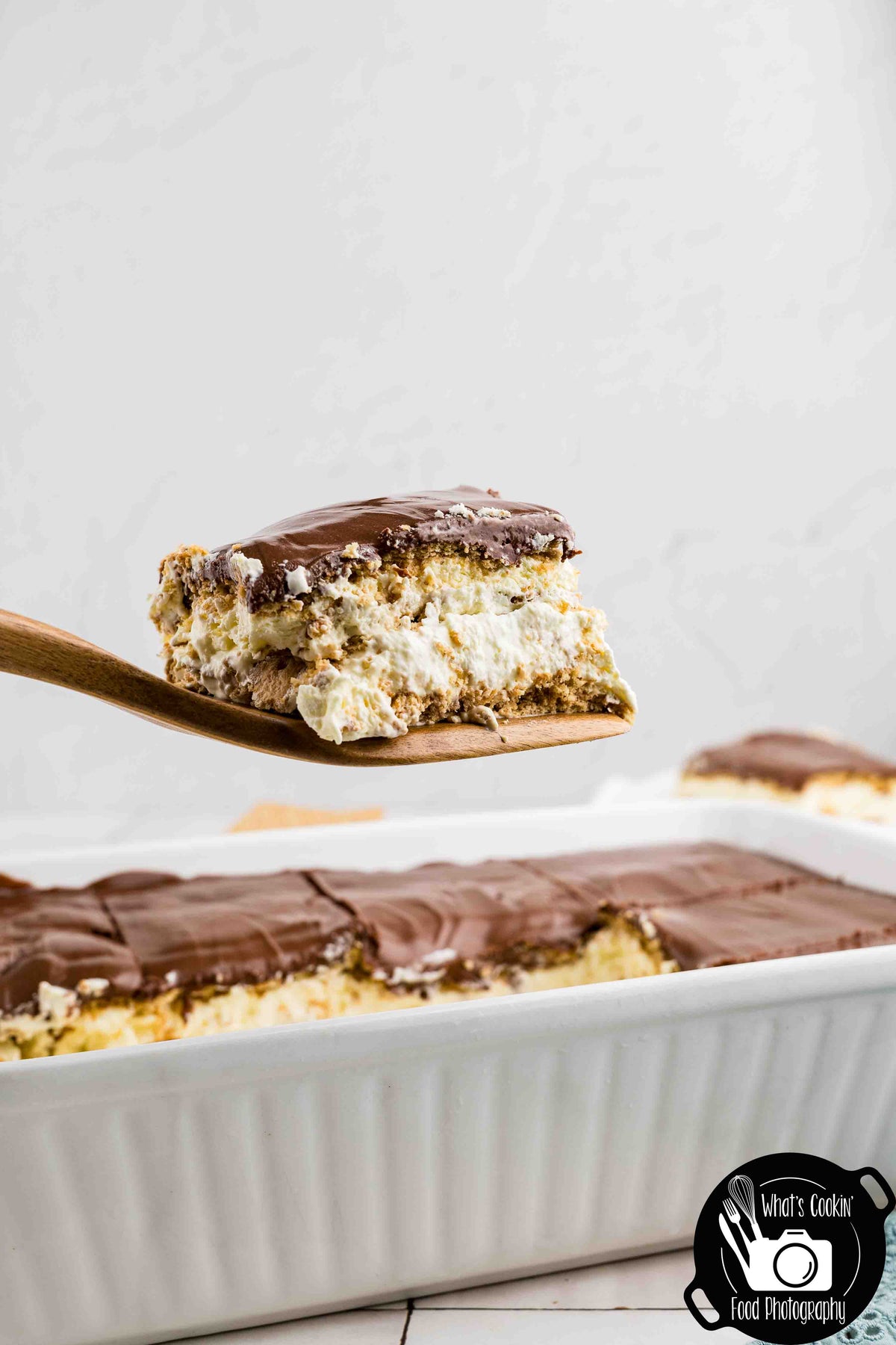 No Bake Chocolate Eclair Cake