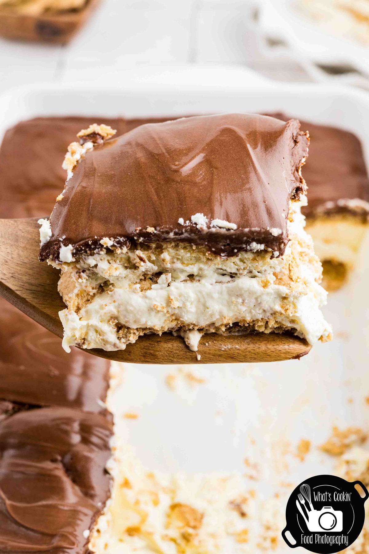No Bake Chocolate Eclair Cake