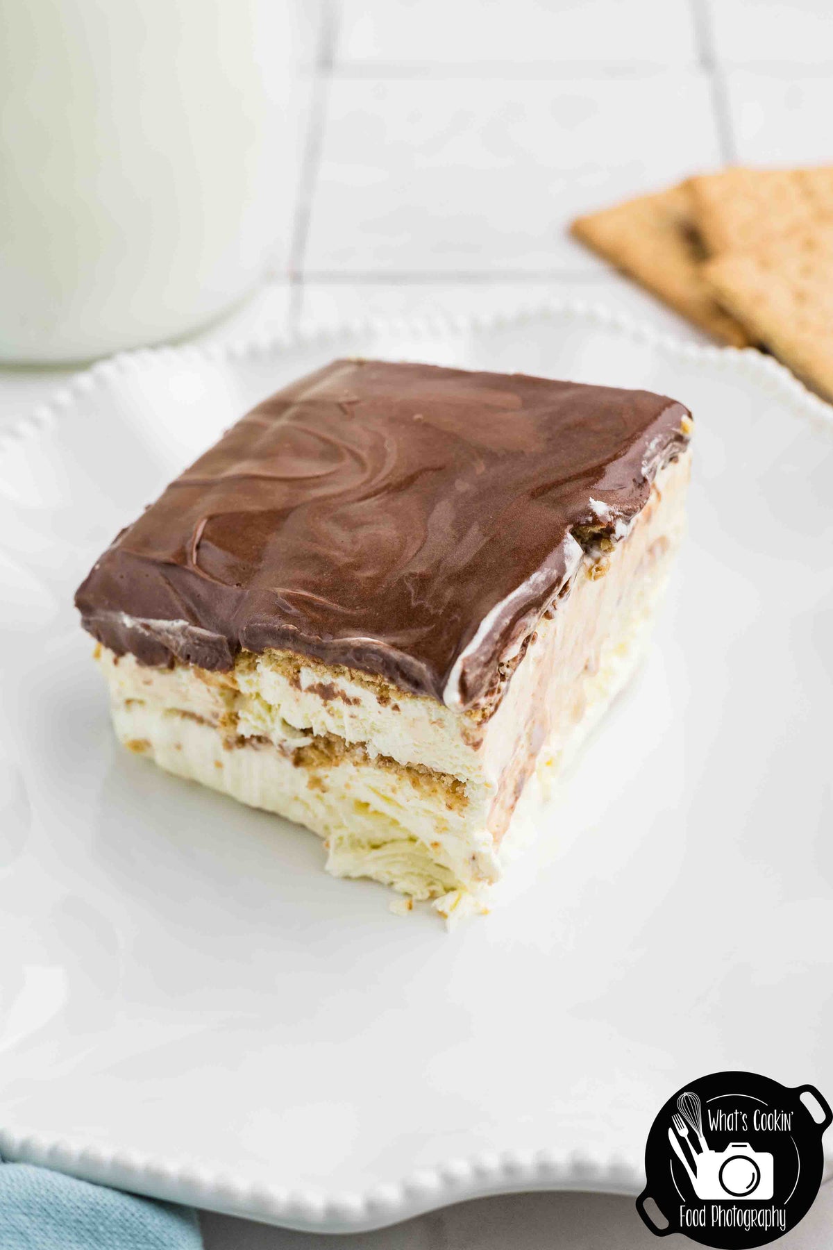 No Bake Chocolate Eclair Cake