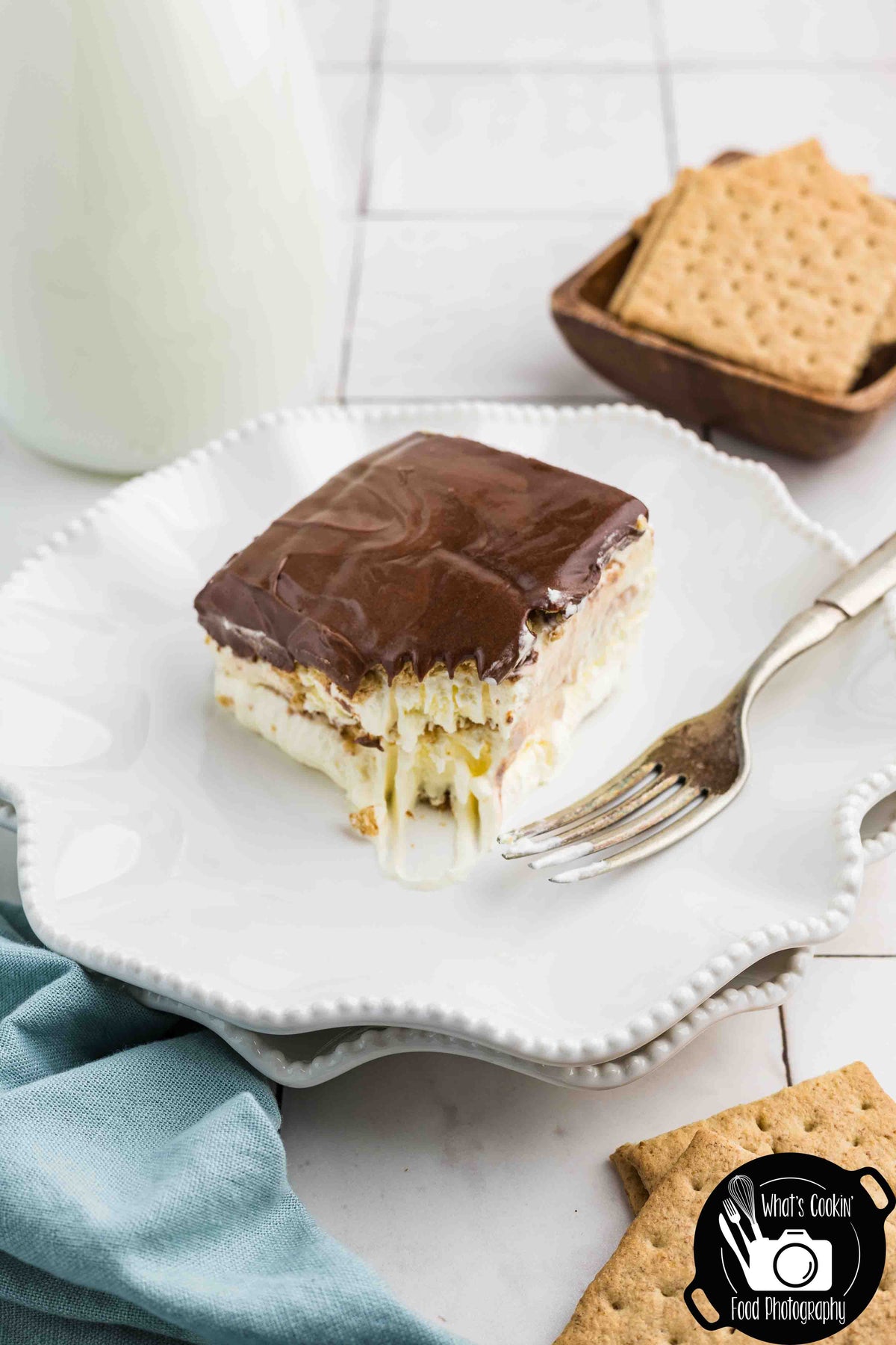 No Bake Chocolate Eclair Cake