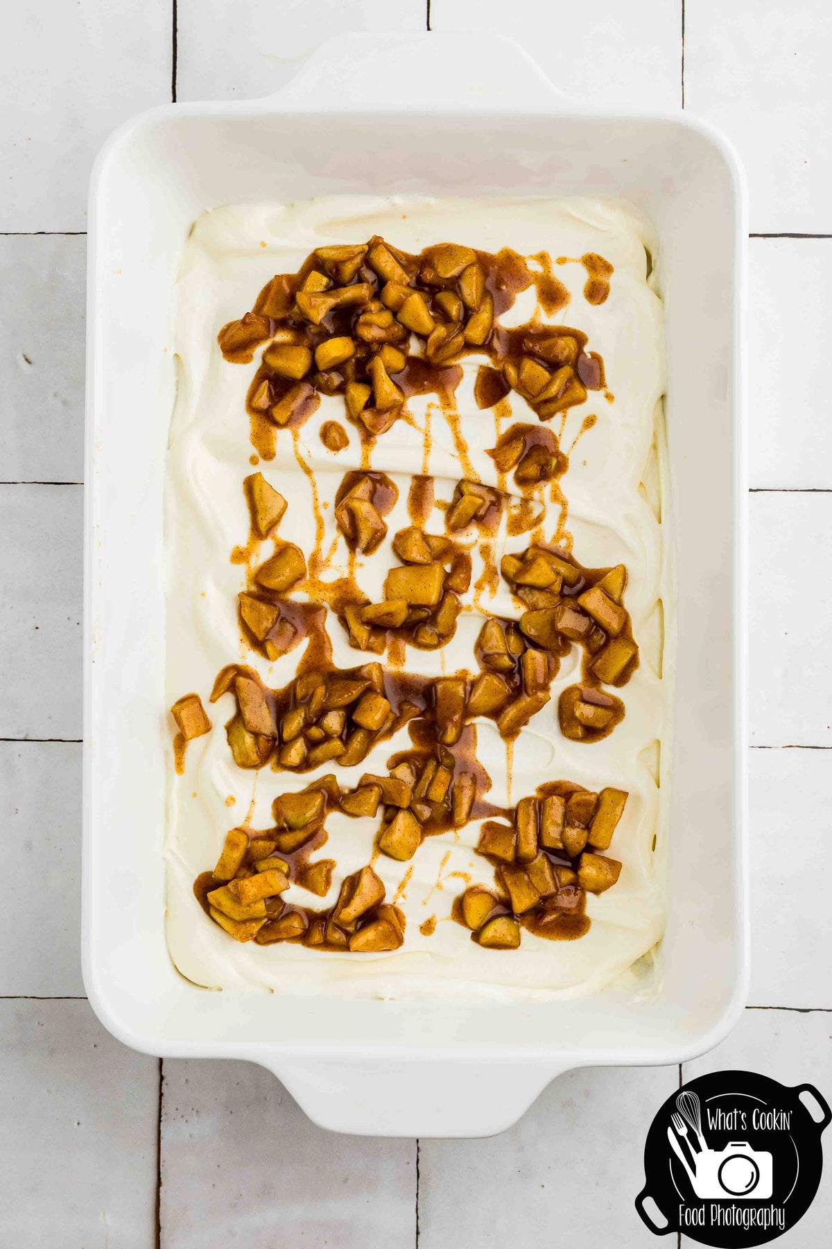No Bake Caramel Apple Eclair Cake