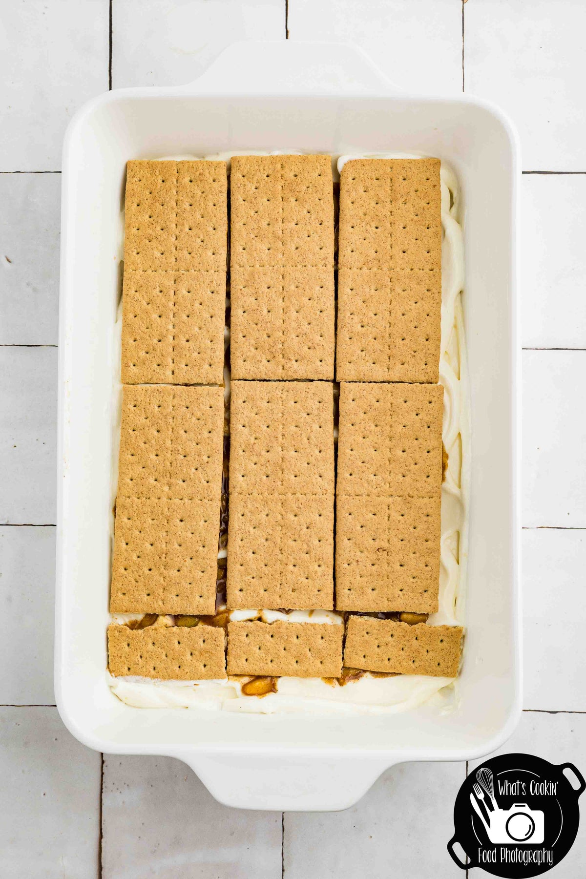 No Bake Caramel Apple Eclair Cake
