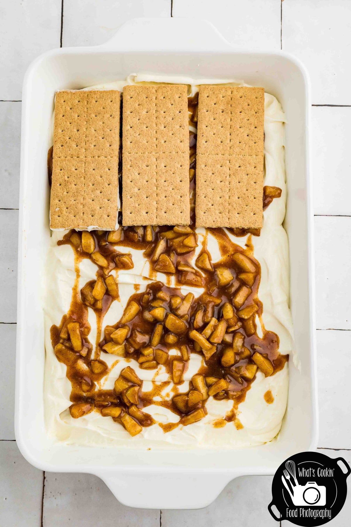 No Bake Caramel Apple Eclair Cake